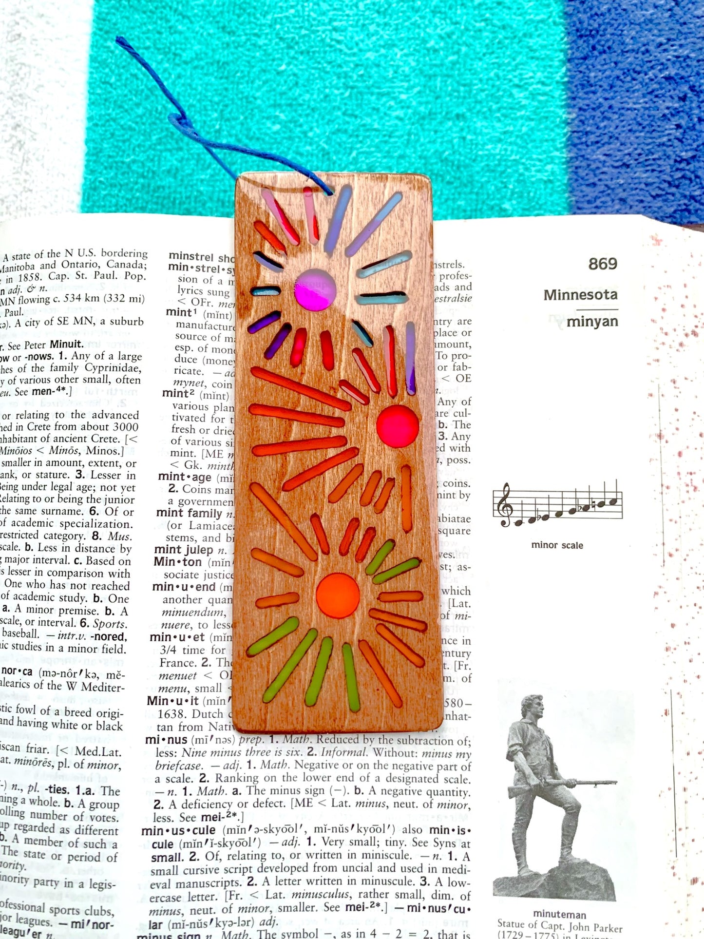 Sunburst Wood & Resin Bookmark - Walnut Sunset