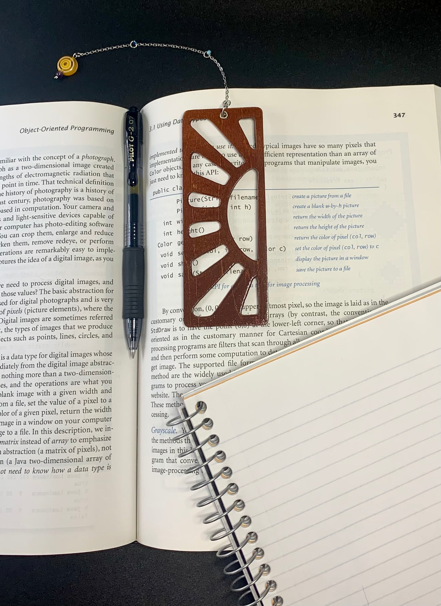Sunrise Wooden Bookmark with Beaded Chain Tassel