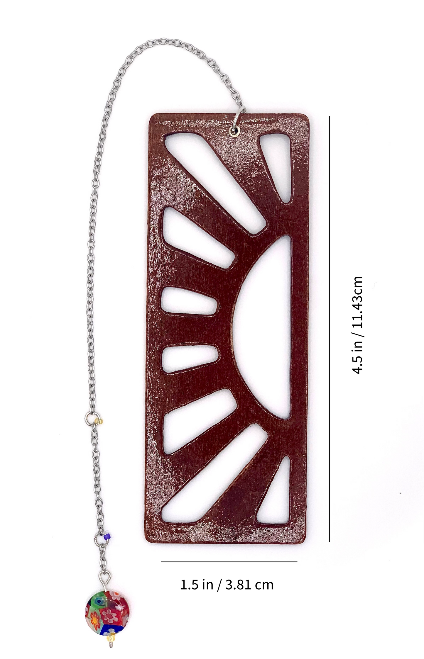 Sunrise Wooden Bookmark with Beaded Chain Tassel