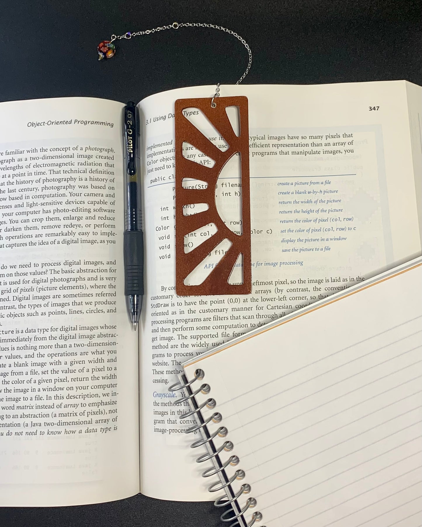 Sunrise Wooden Bookmark with Beaded Chain Tassel
