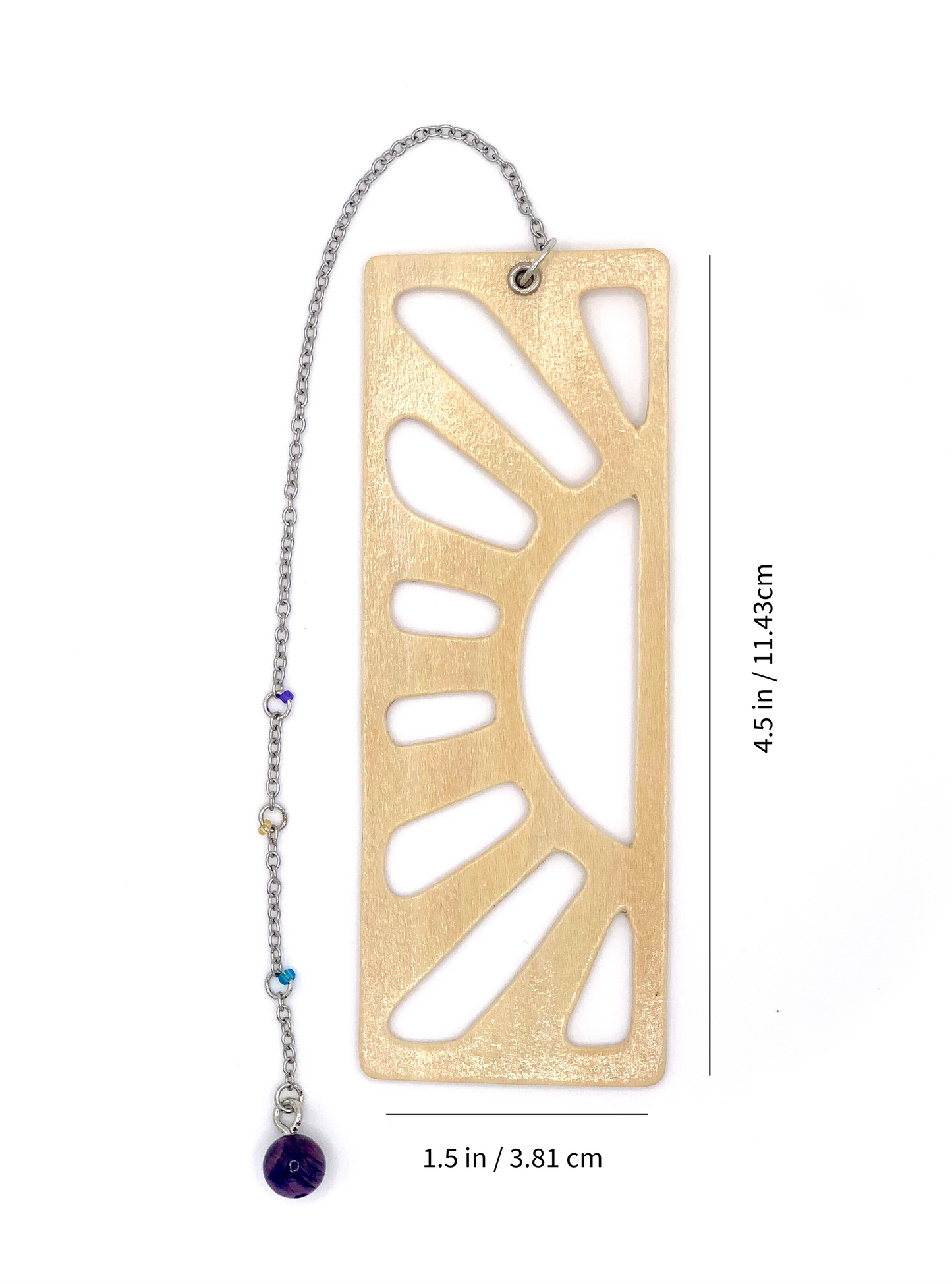 Sunrise Wooden Bookmark with Beaded Chain Tassel