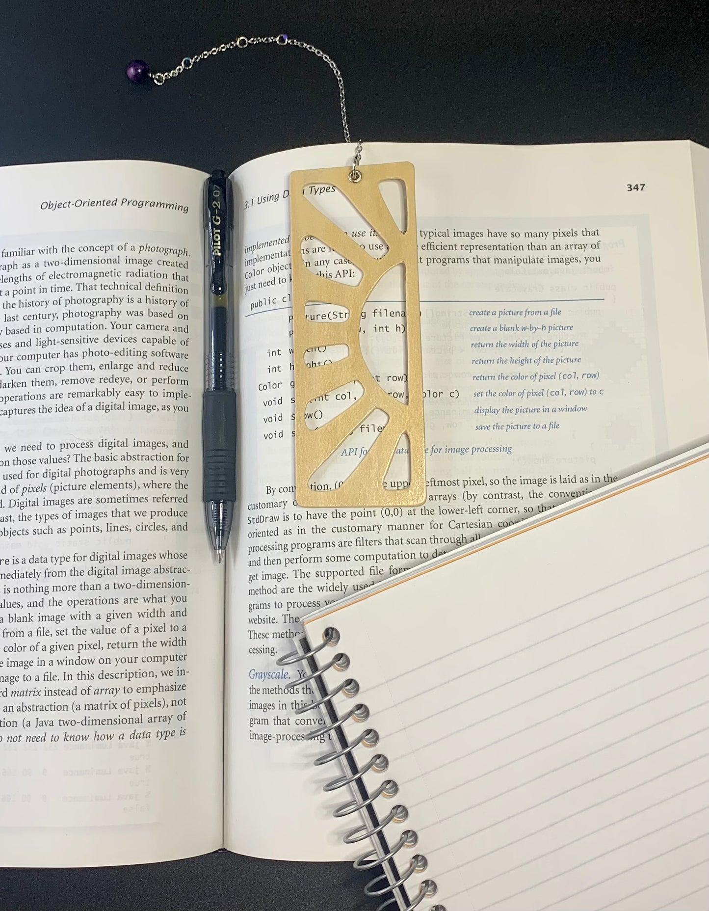 Sunrise Wooden Bookmark with Beaded Chain Tassel