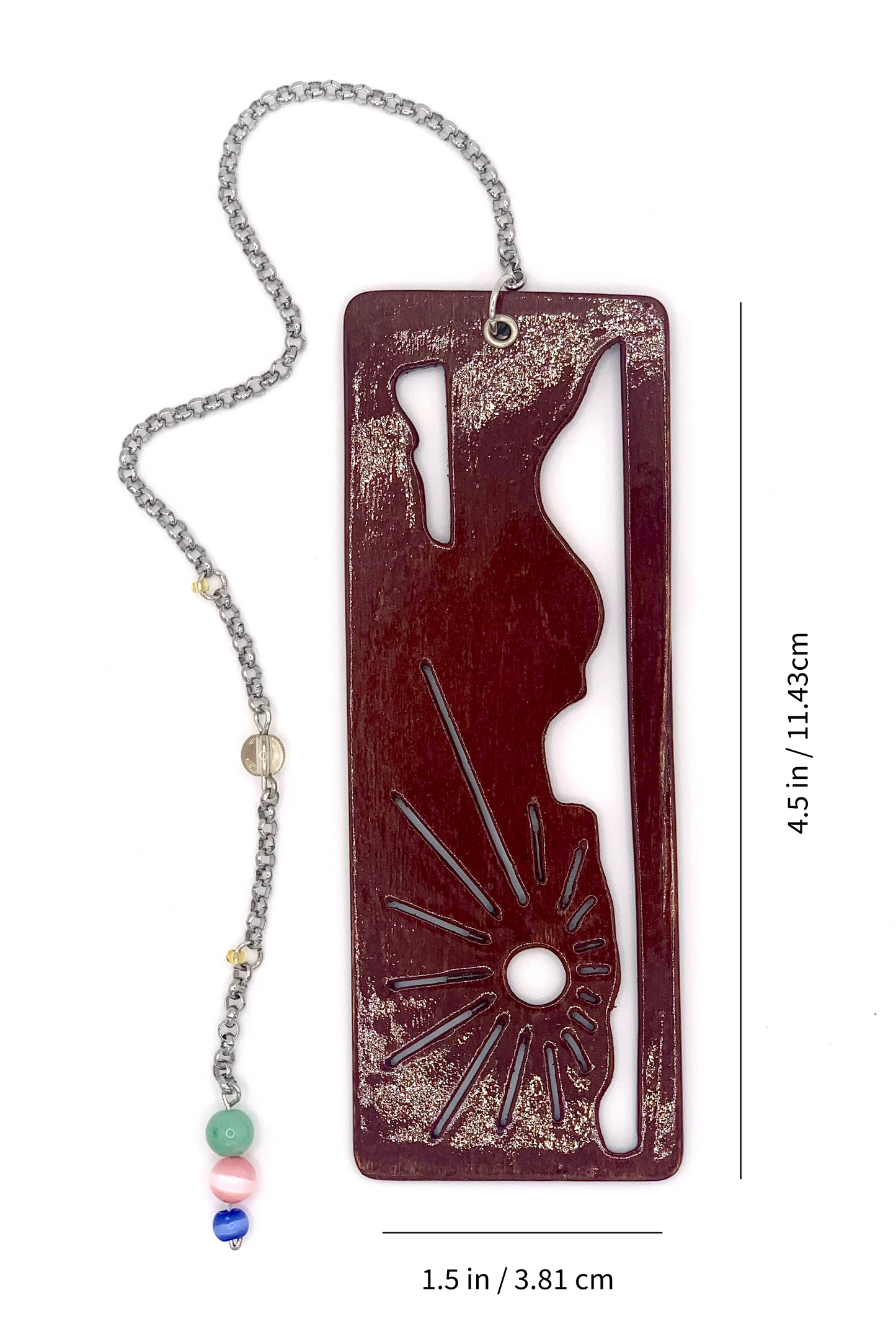 Cloud Sunrise Wooden Bookmark with Beaded Chain Tassel