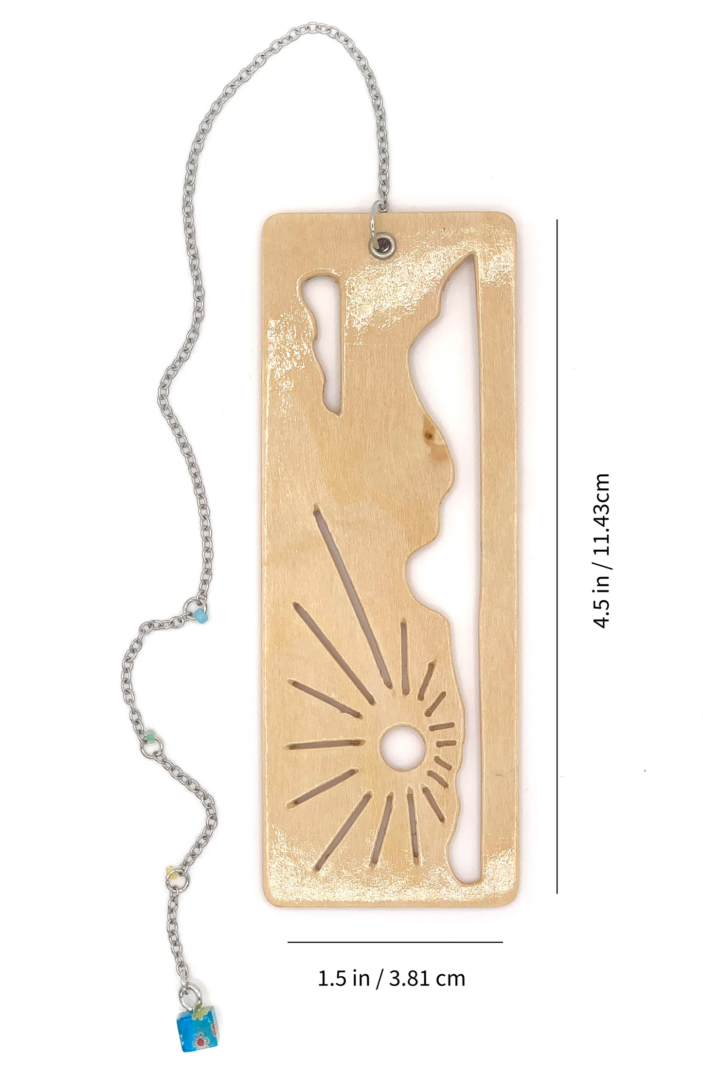 Cloud Sunrise Wooden Bookmark with Beaded Chain Tassel