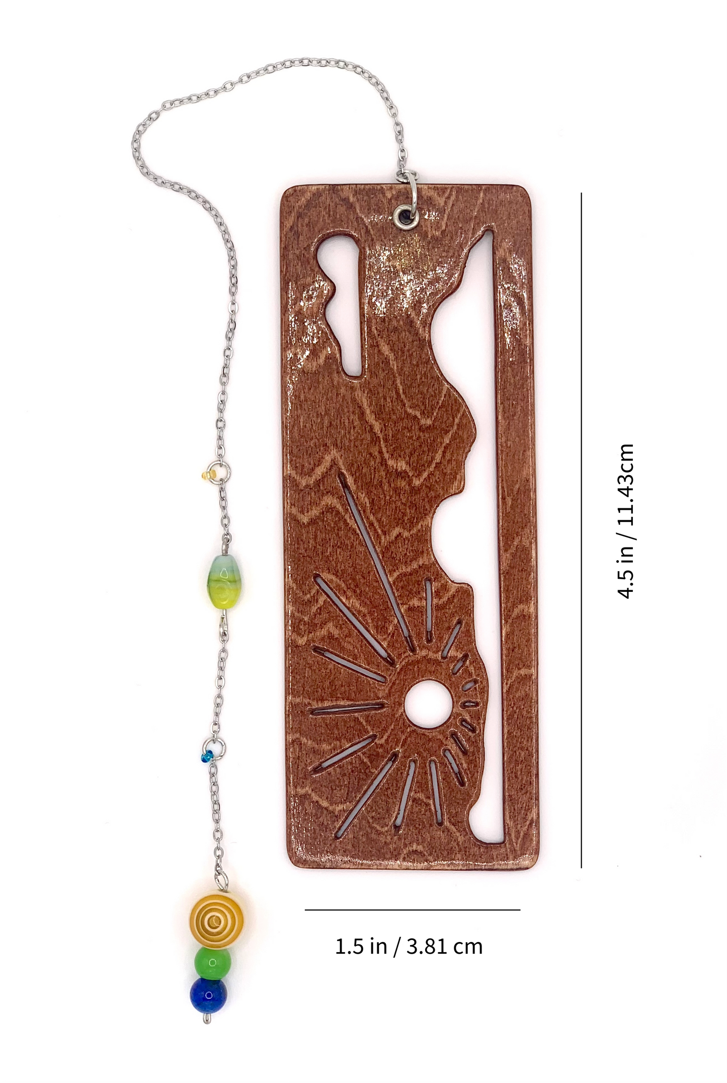 Cloud Sunrise Wooden Bookmark with Beaded Chain Tassel