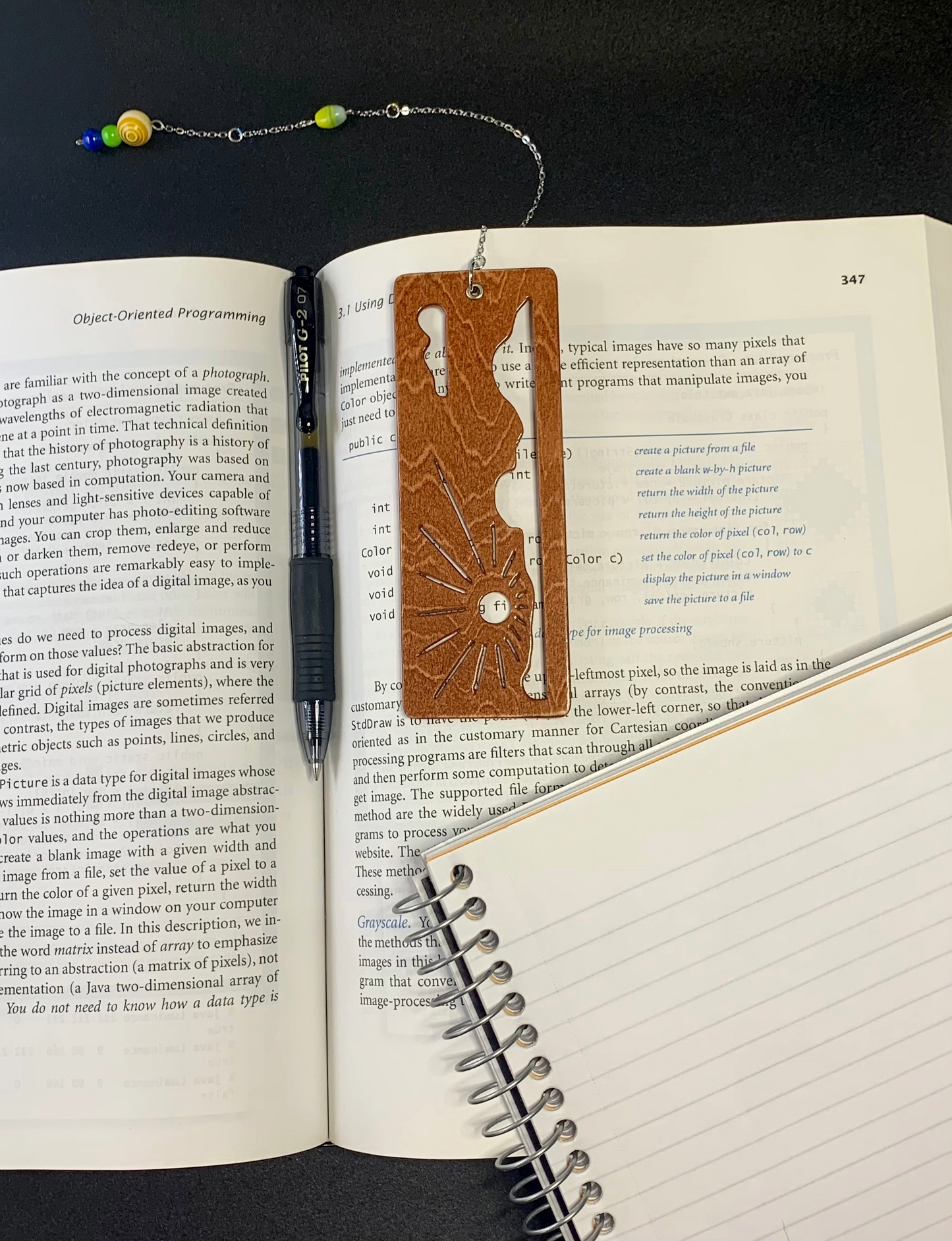 Cloud Sunrise Wooden Bookmark with Beaded Chain Tassel