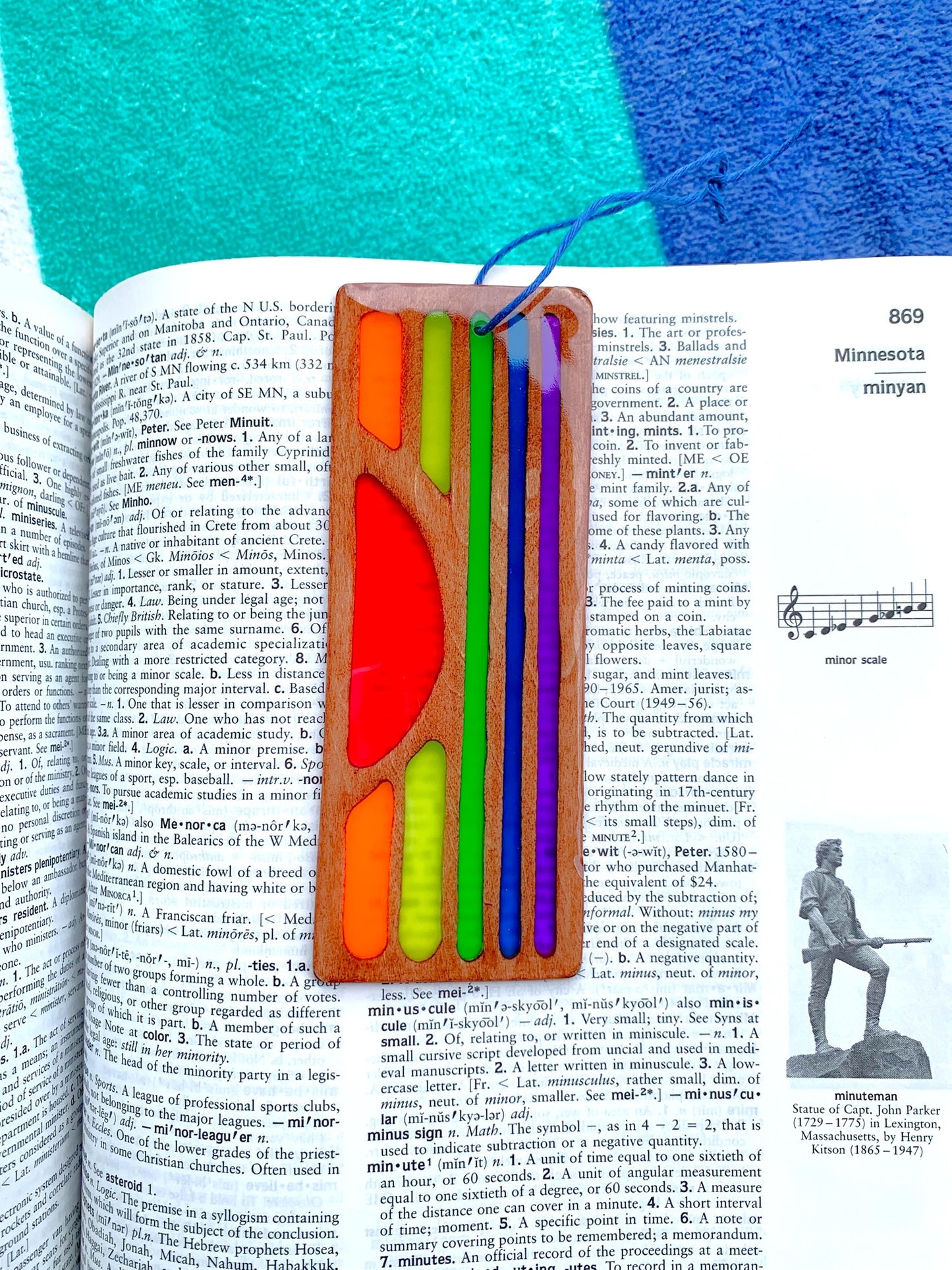 Sunset Wood & Resin Bookmark - Teak Rainbow