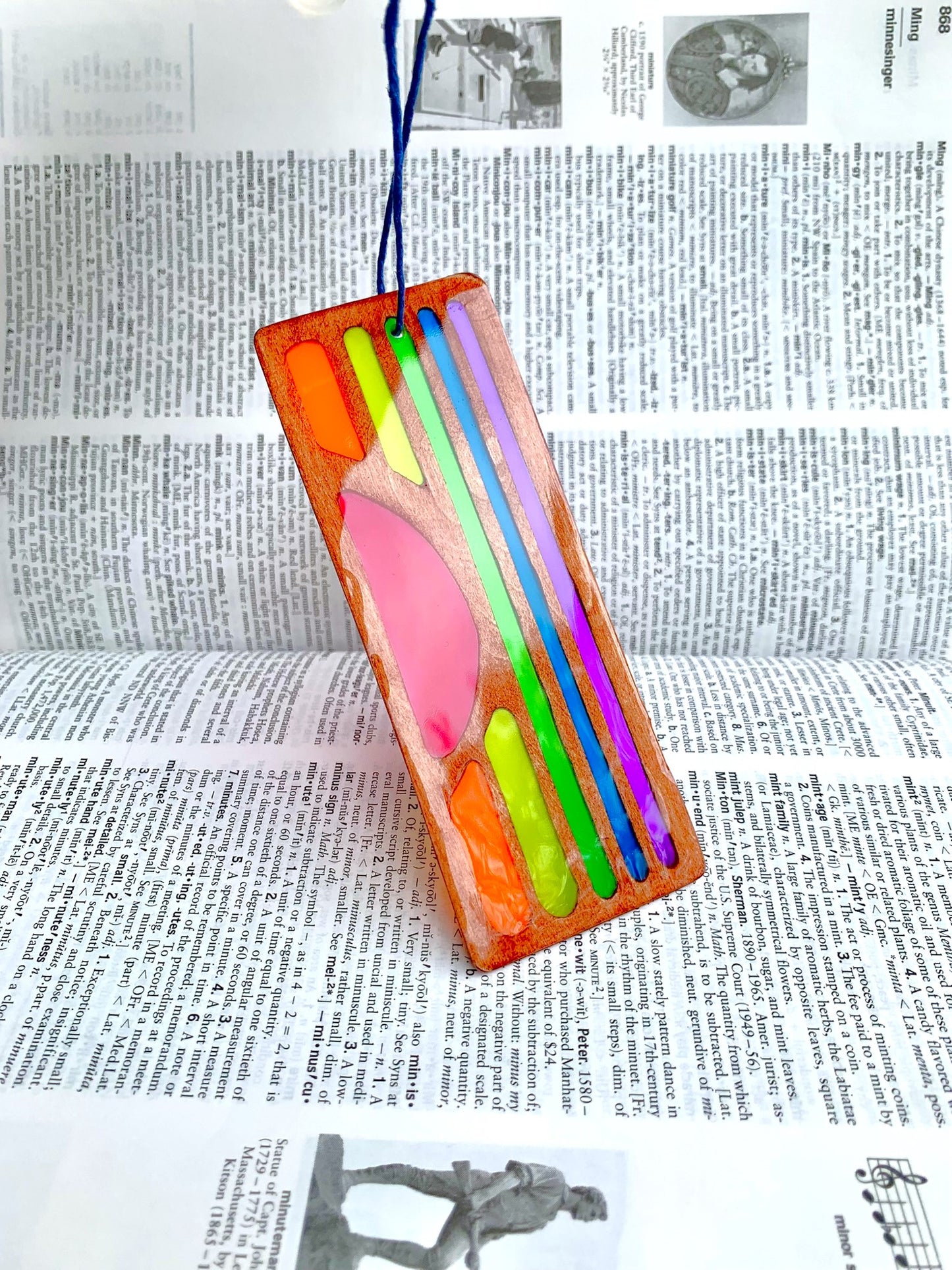 Sunset Wood & Resin Bookmark - Teak Rainbow