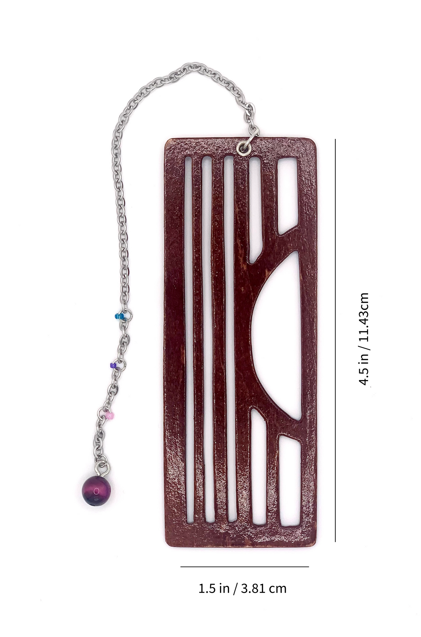 Sunset Wooden Bookmark with Beaded Chain Tassel