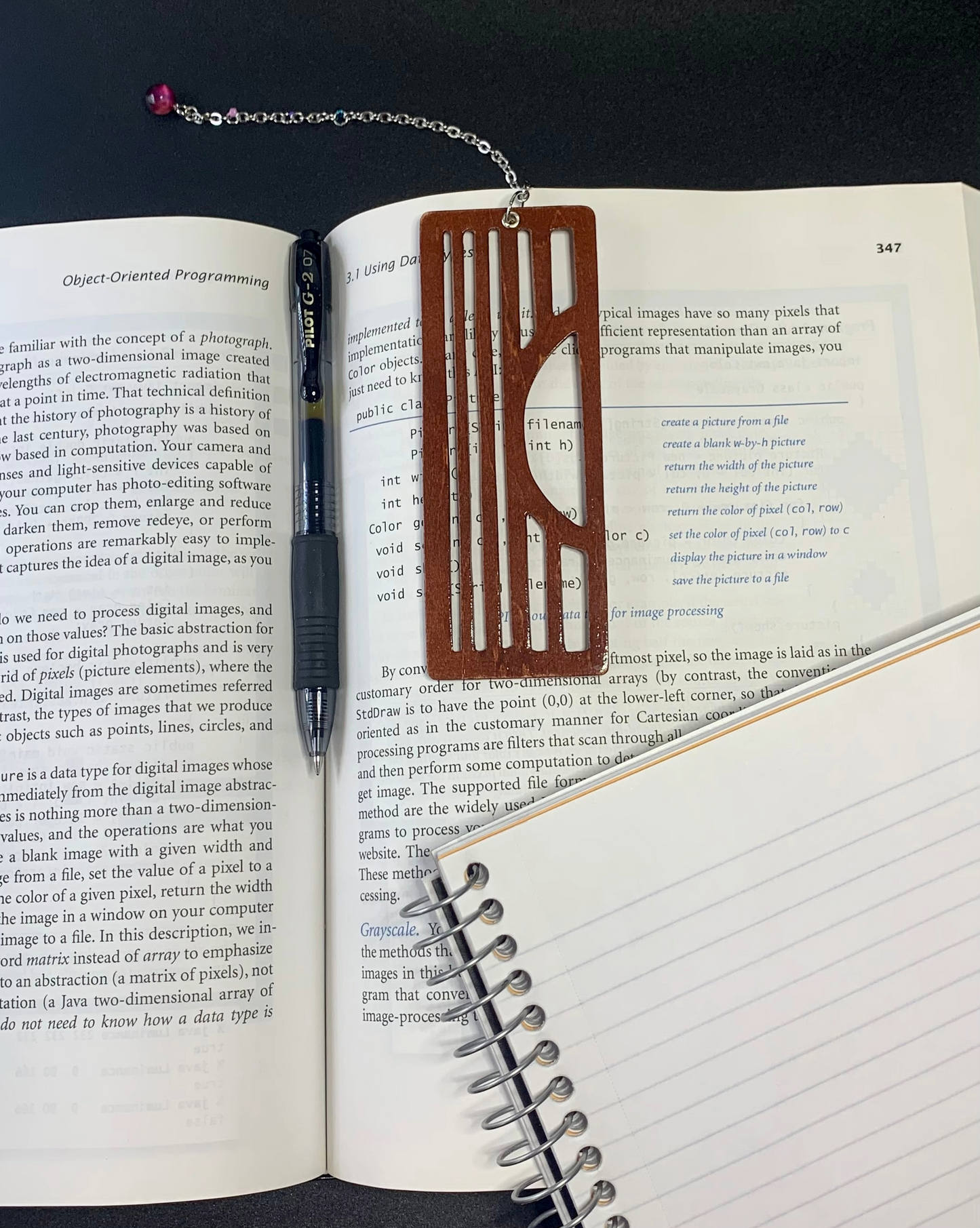 Sunset Wooden Bookmark with Beaded Chain Tassel