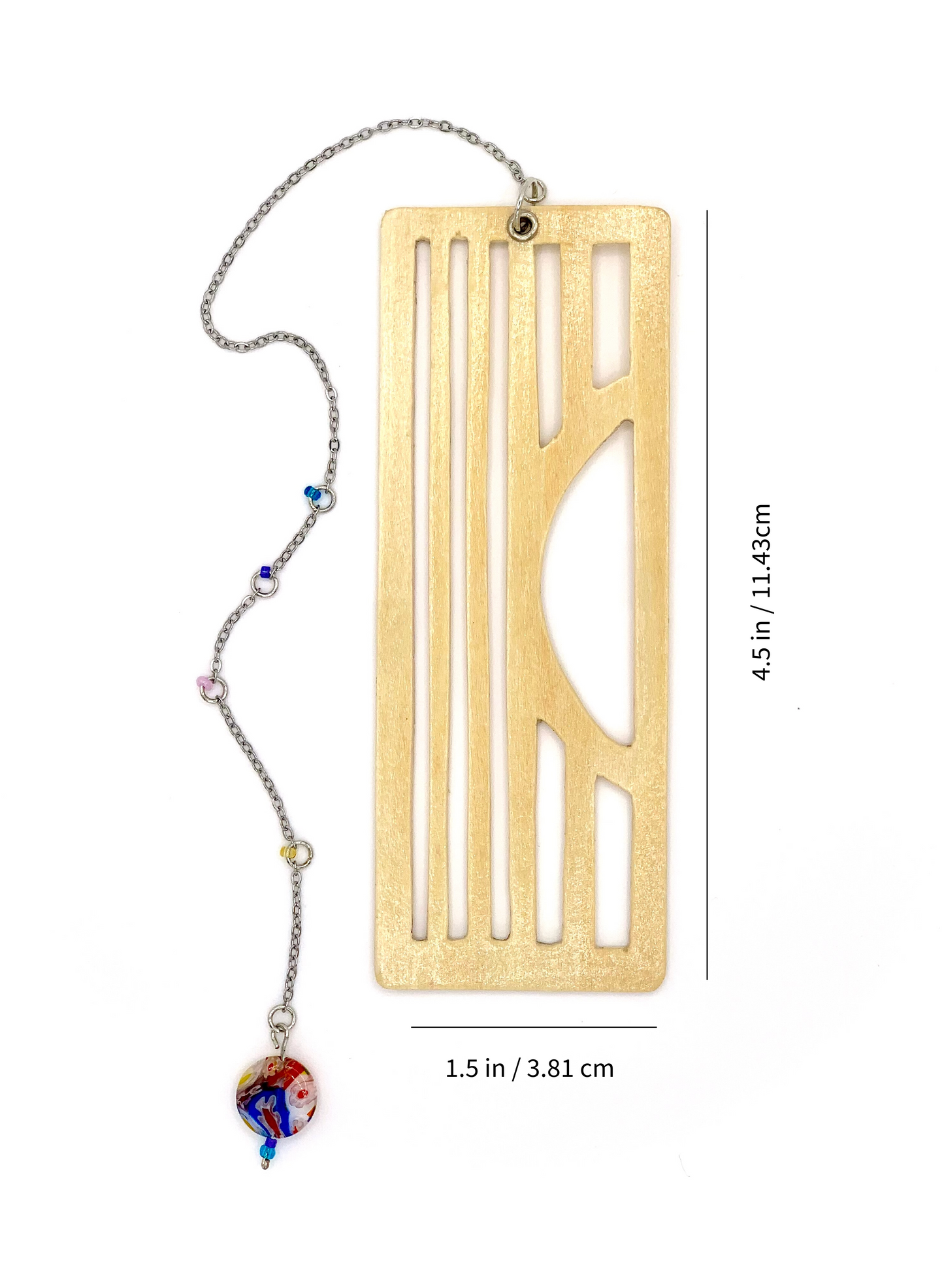 Sunset Wooden Bookmark with Beaded Chain Tassel