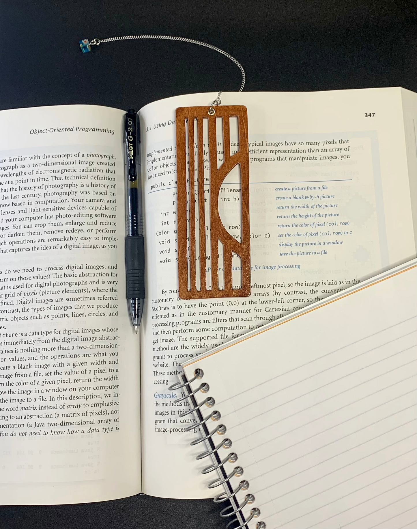 Sunset Wooden Bookmark with Beaded Chain Tassel