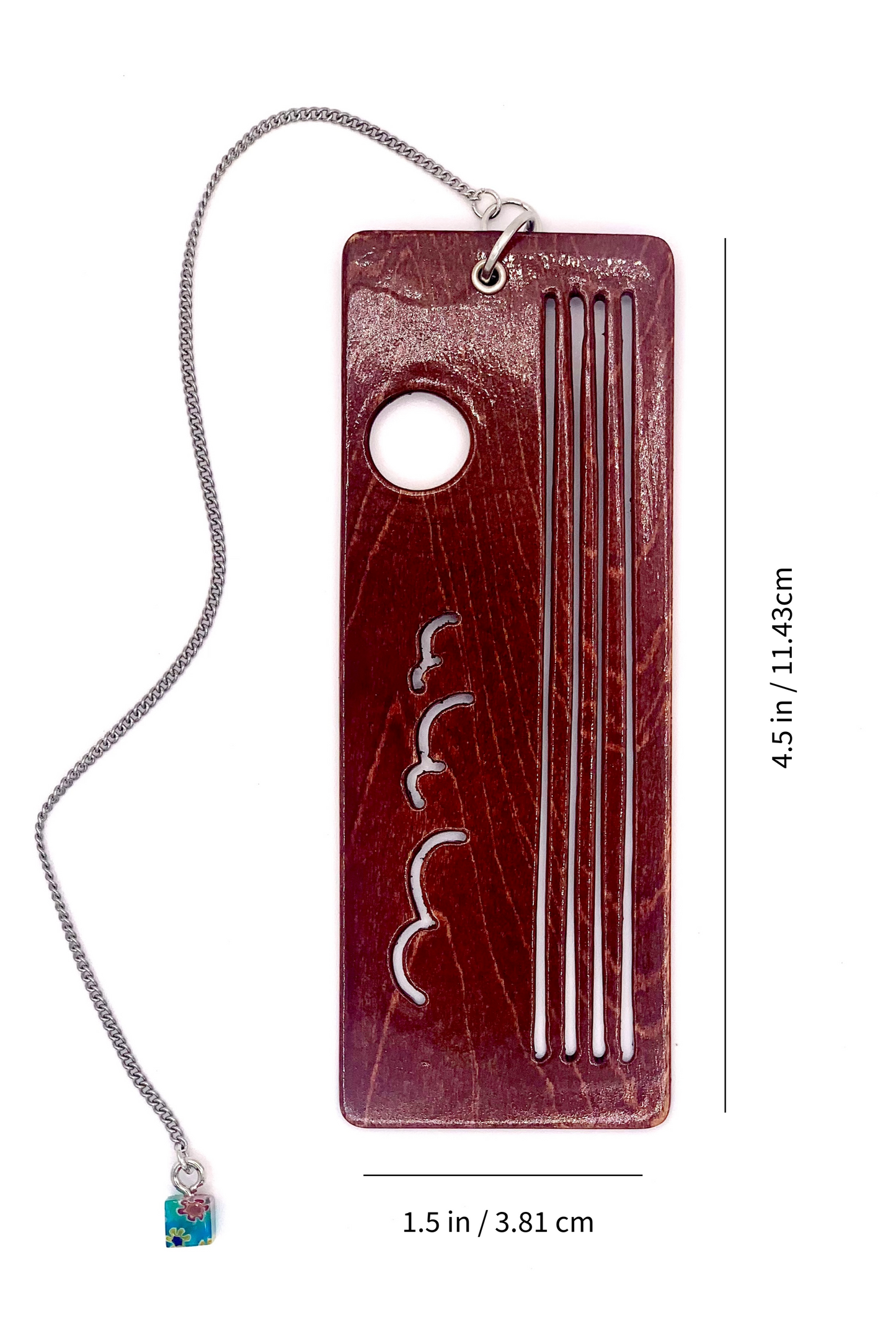 Ocean Sunset Wooden Bookmark with Beaded Chain Tassel
