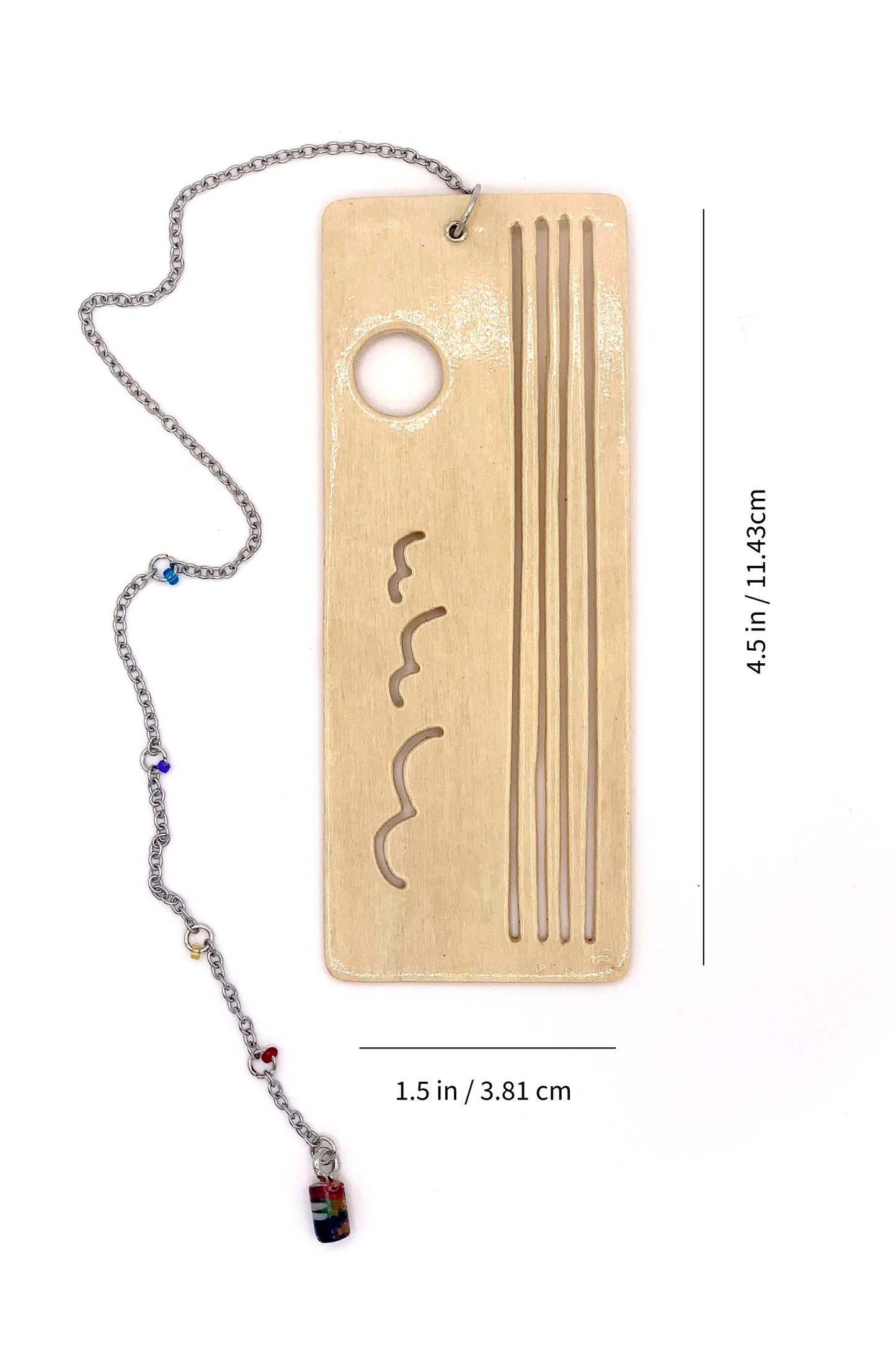 Ocean Sunset Wooden Bookmark with Beaded Chain Tassel