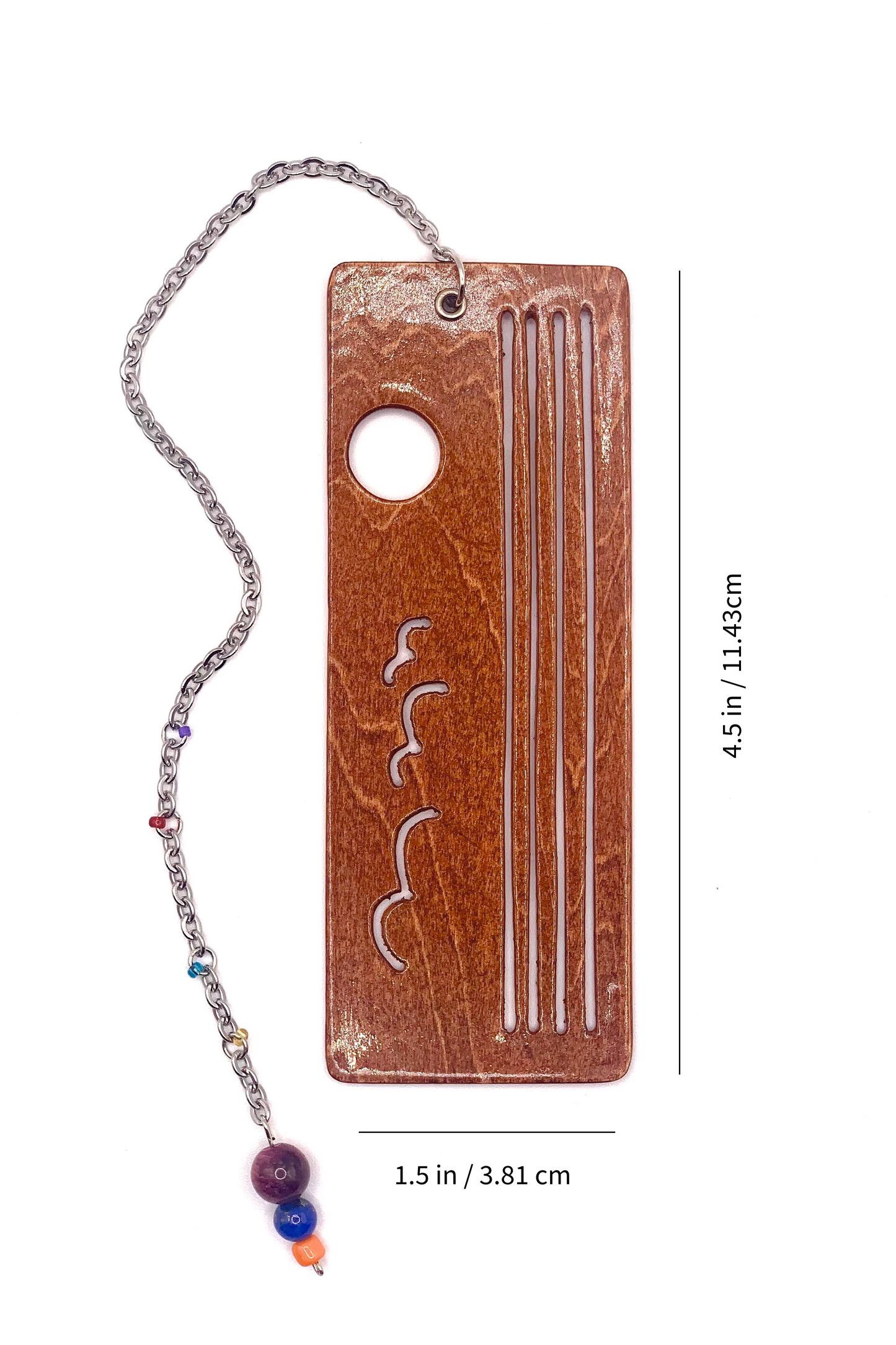 Ocean Sunset Wooden Bookmark with Beaded Chain Tassel