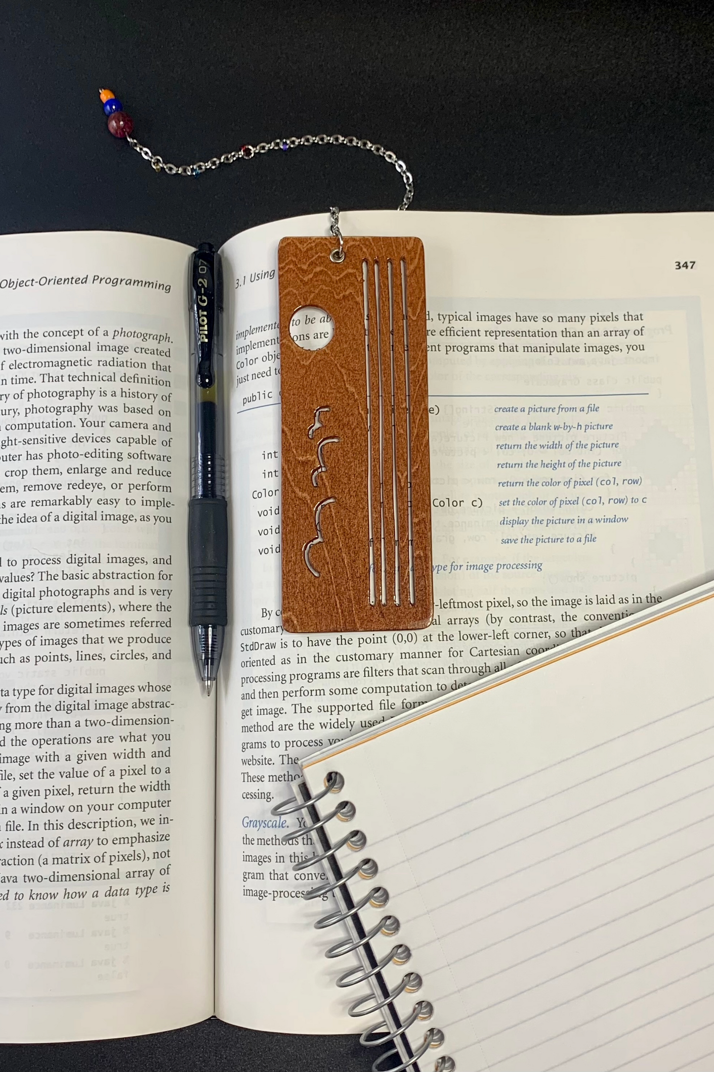 Ocean Sunset Wooden Bookmark with Beaded Chain Tassel