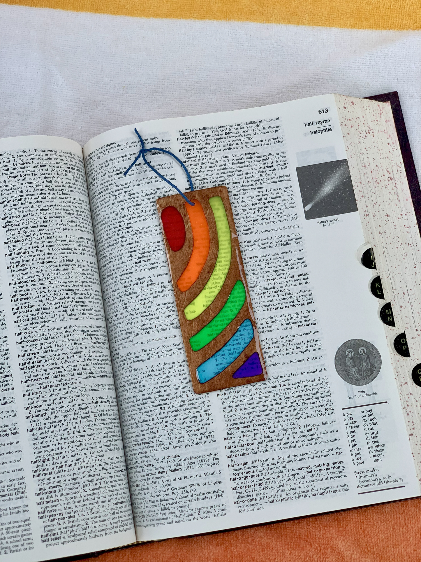 Sunset Vibe Wood & Resin Bookmark - Walnut Rainbow