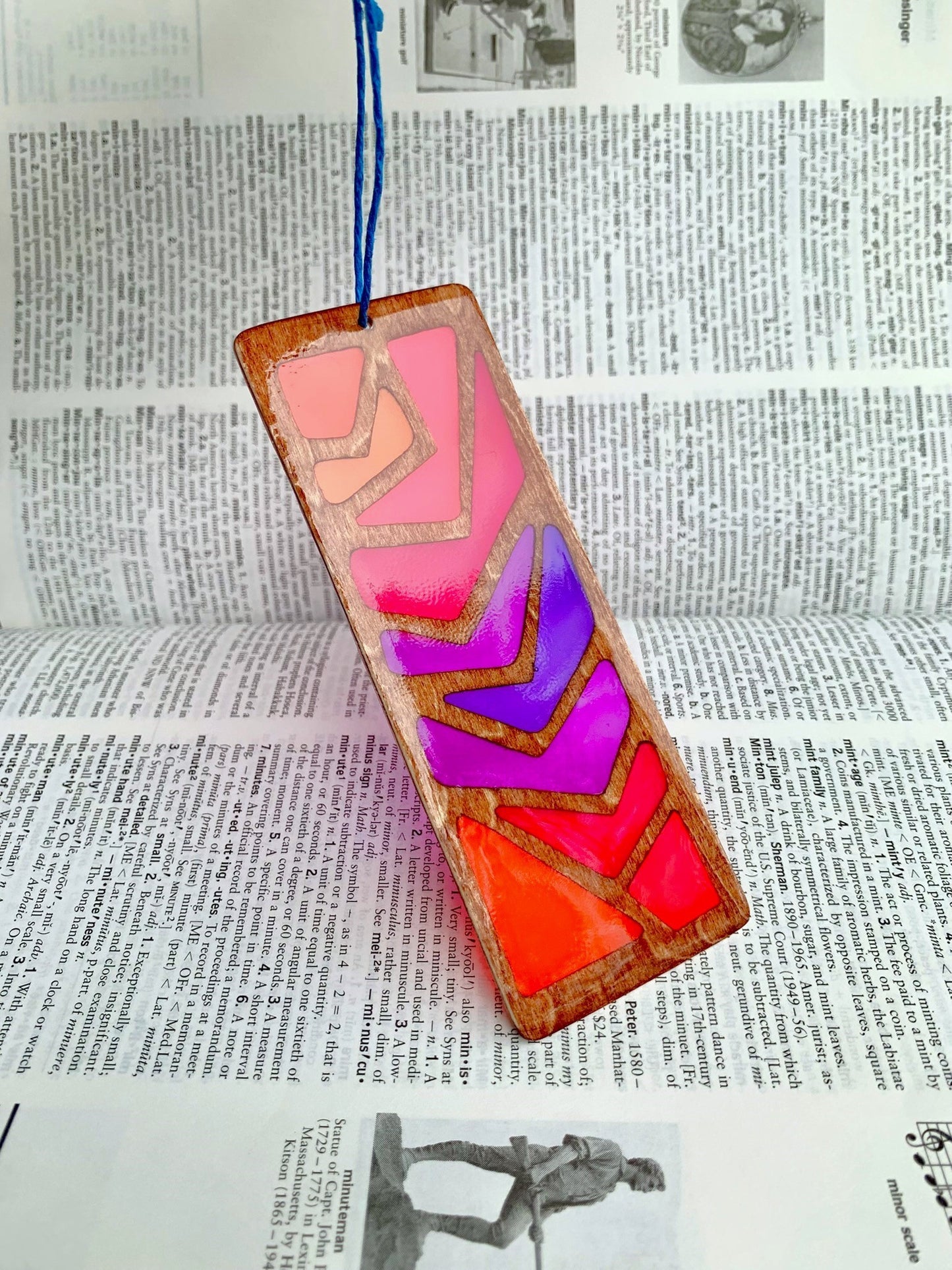 Zigzag Wood & Resin Bookmark - Warm Sunset