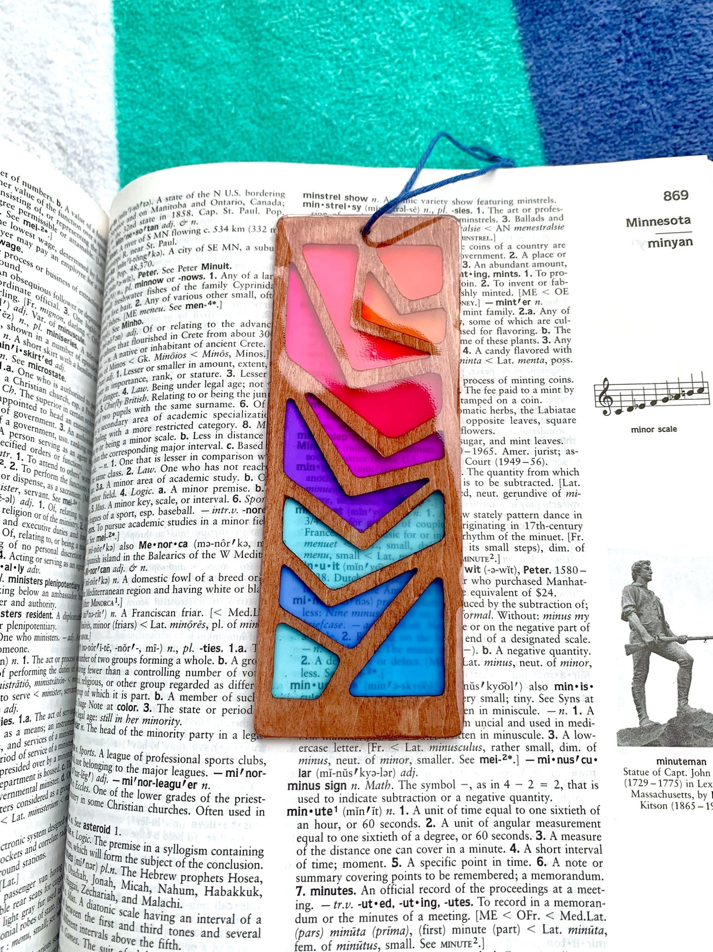 Zigzag Wood & Resin Bookmark - Walnut Falling Sunset