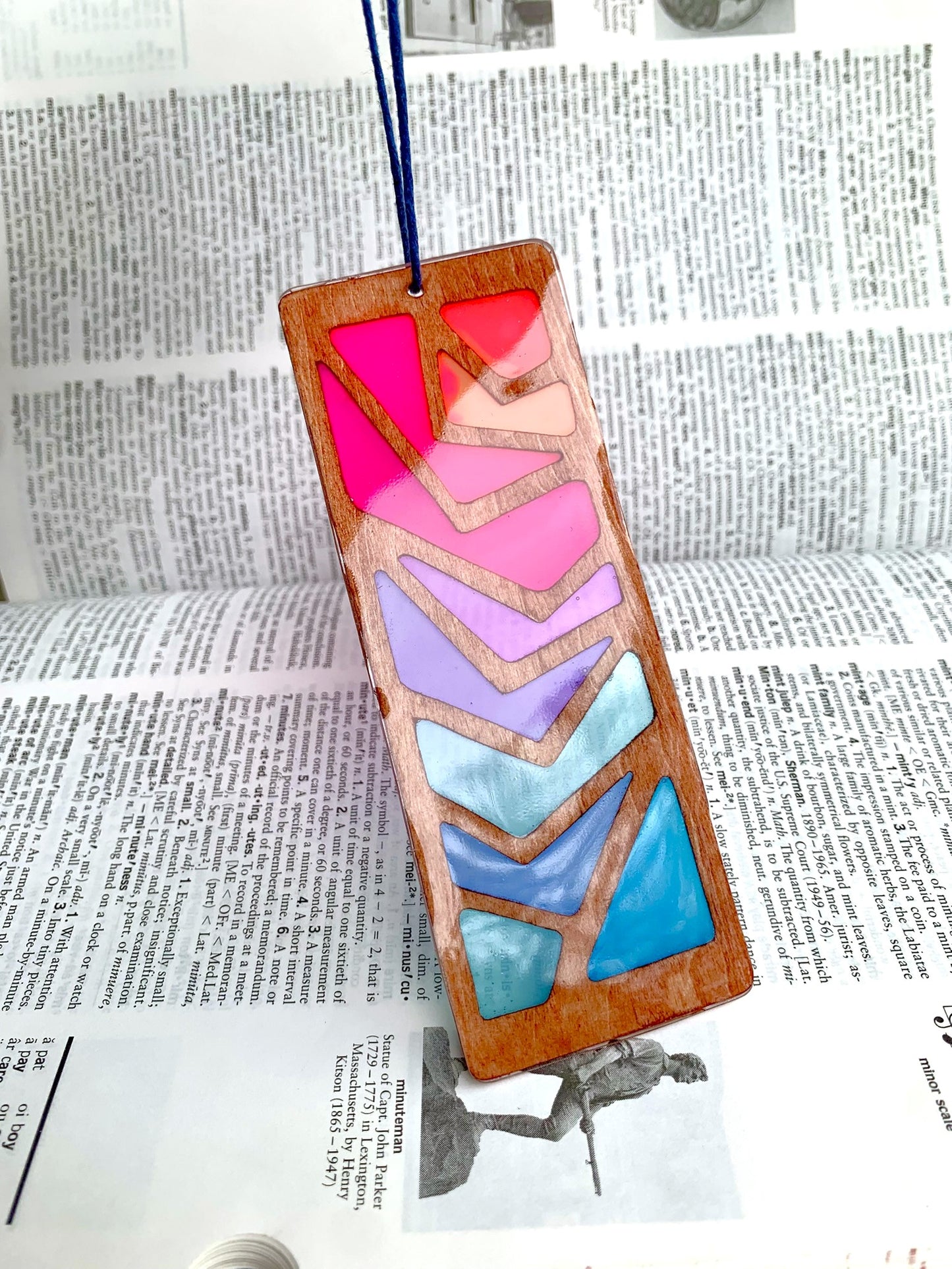 Zigzag Wood & Resin Bookmark - Walnut Falling Sunset