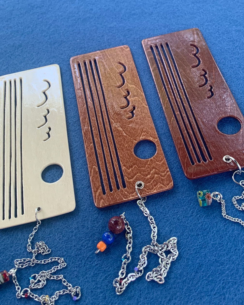 Ocean Sunset Wooden Bookmark with Beaded Chain Tassel