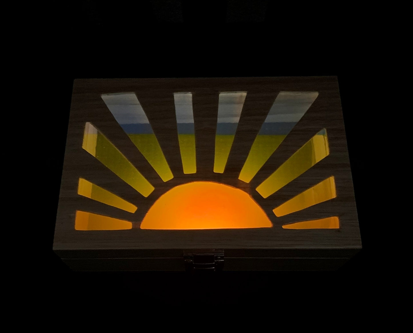 Sunrise Glow Light Wooden Box - Cognac