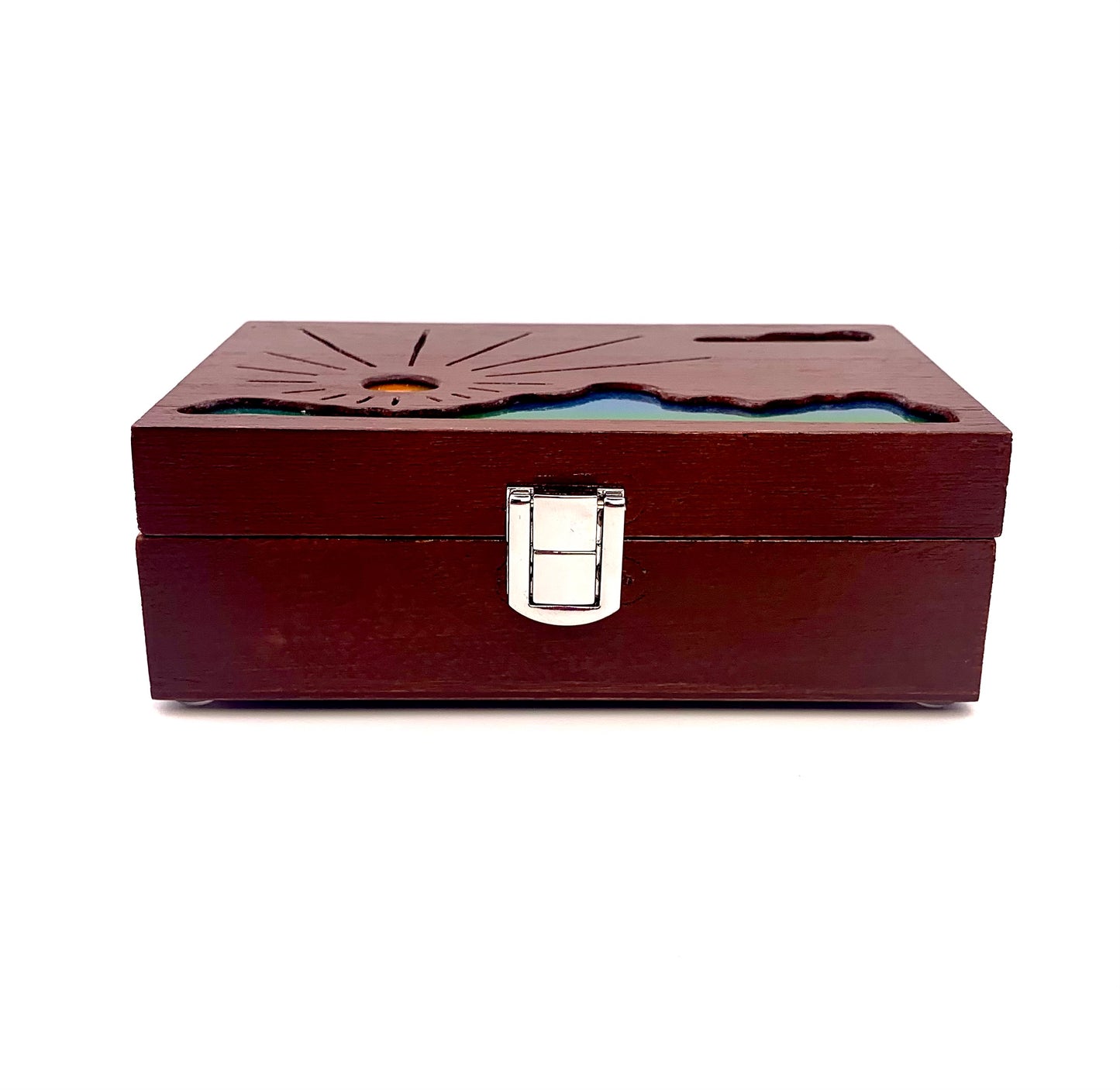 Mountain Sunrise Glow Light Wooden Box - Natural Basswood