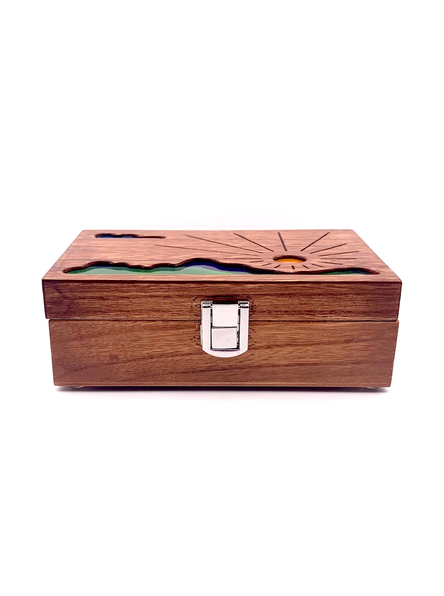 Mountain Sunrise Glow Light Wooden Box - Natural Basswood