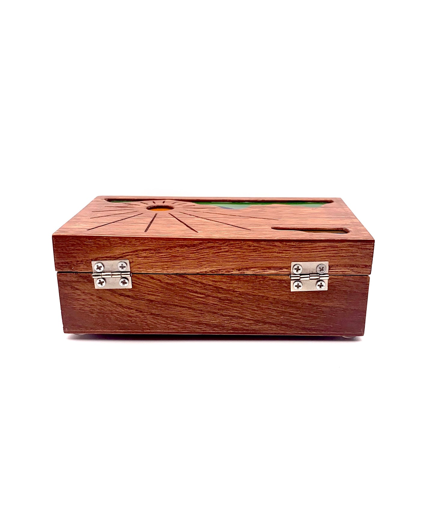 Mountain Sunrise Glow Light Wooden Box - Natural Basswood