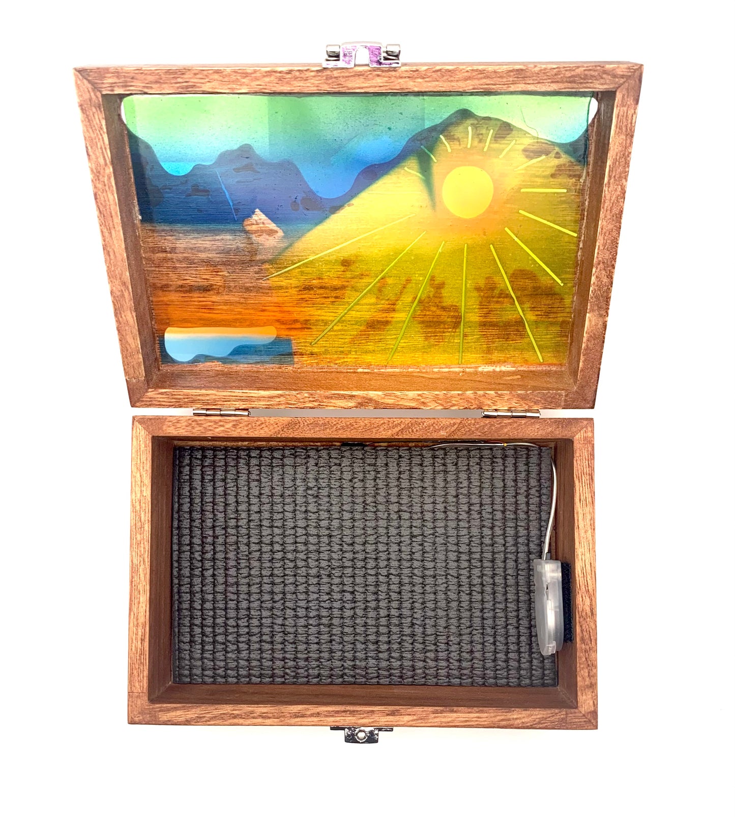 Mountain Sunrise Glow Light Wooden Box - Natural Basswood