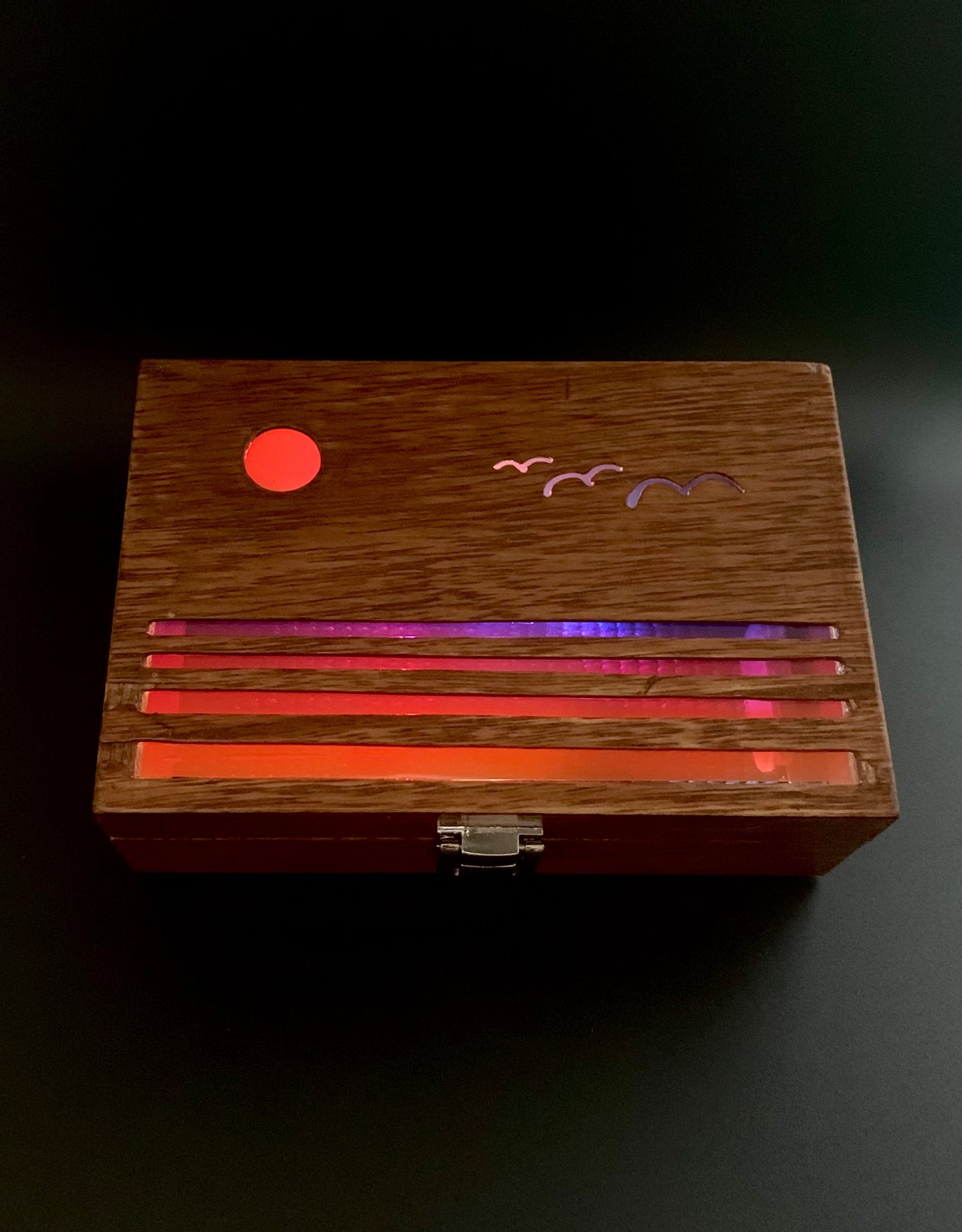 Ocean Sunset Glow Light Wooden Box