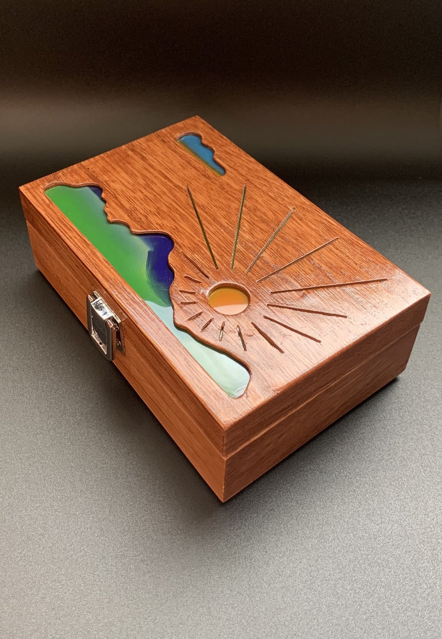 Mountain Sunrise Glow Light Wooden Box - Natural Basswood