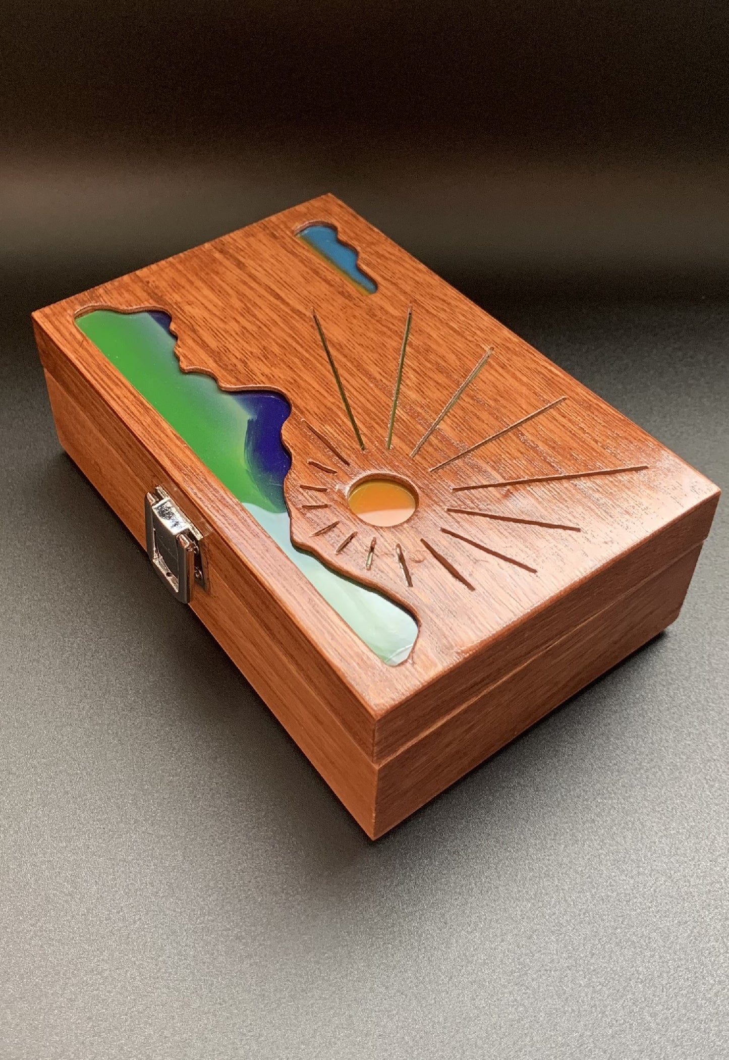 Mountain Sunrise Glow Light Wooden Box - Natural Basswood