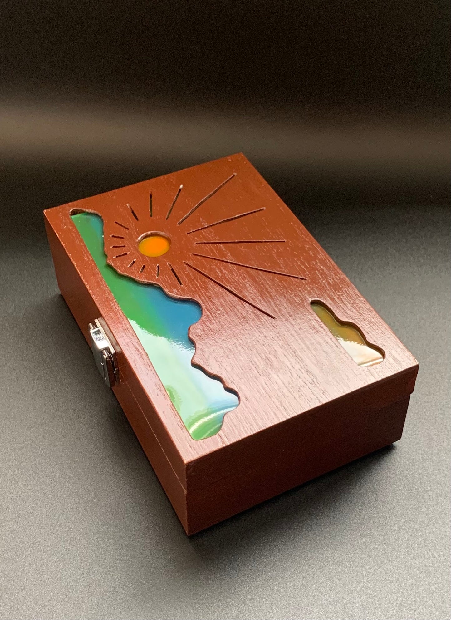Mountain Sunrise Glow Light Wooden Box - Natural Basswood