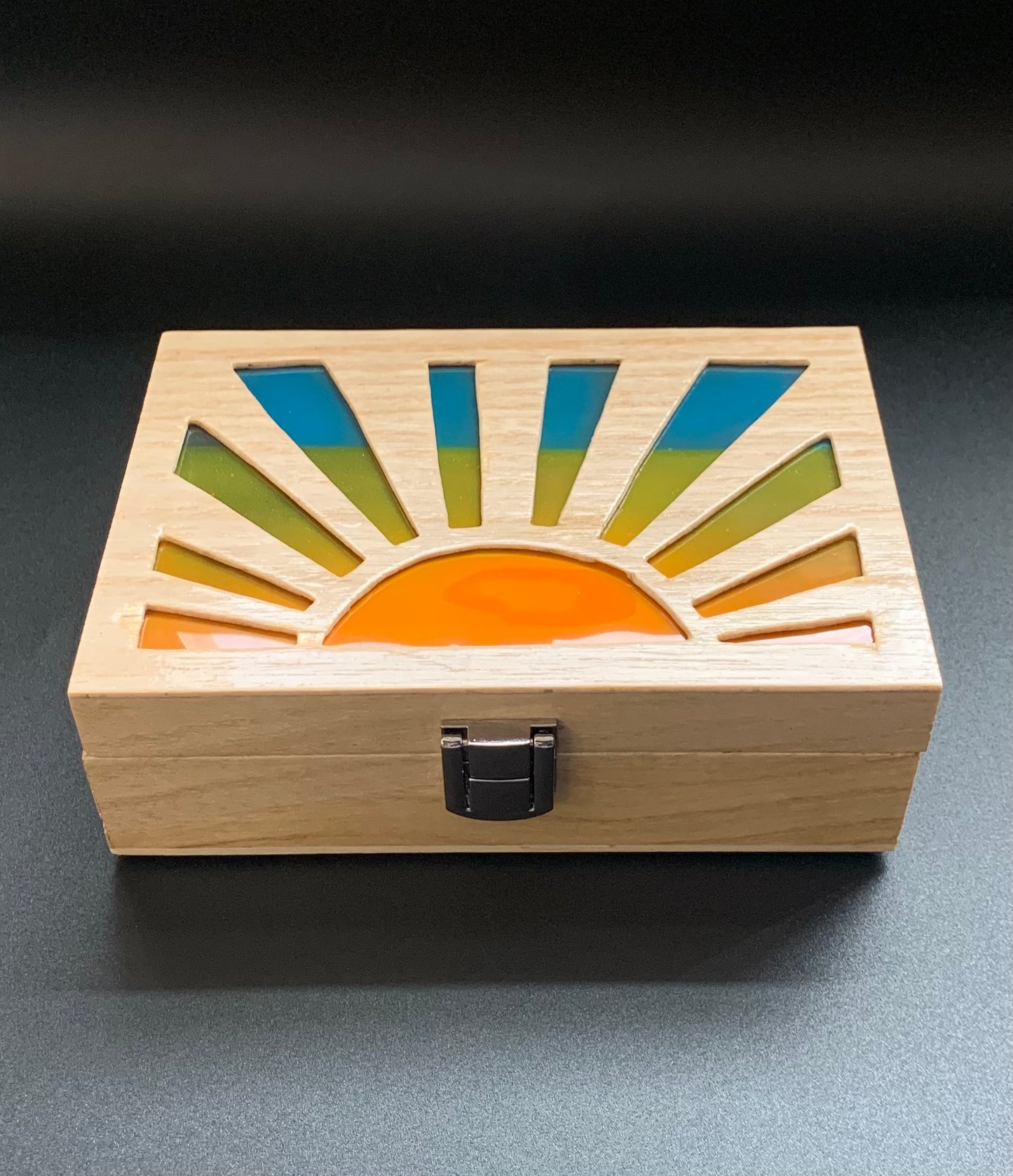 Sunrise Glow Light Wooden Box - Cognac