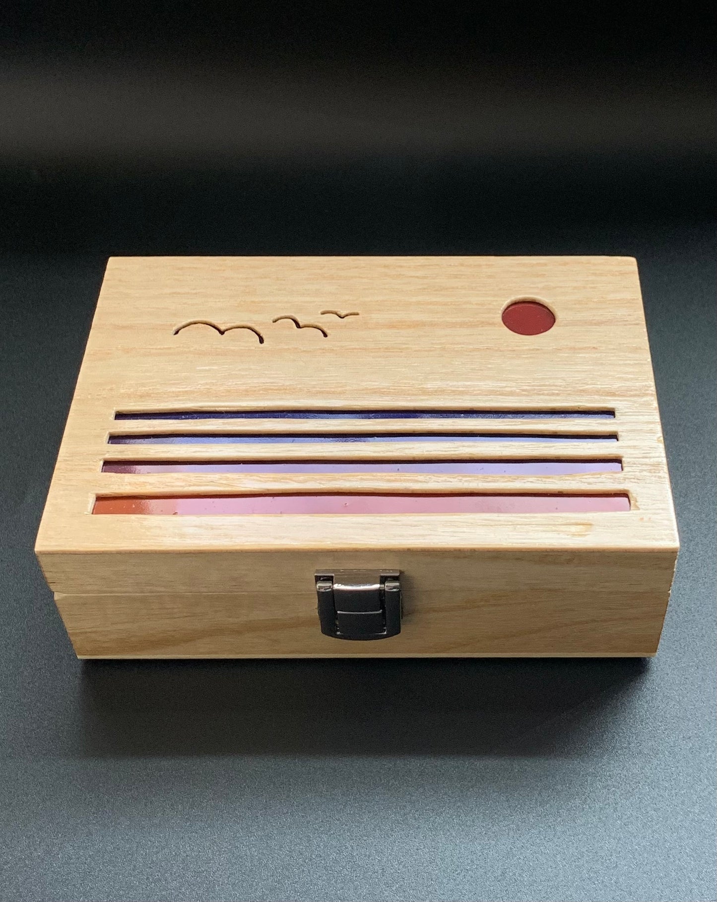 Ocean Sunset Glow Light Wooden Box