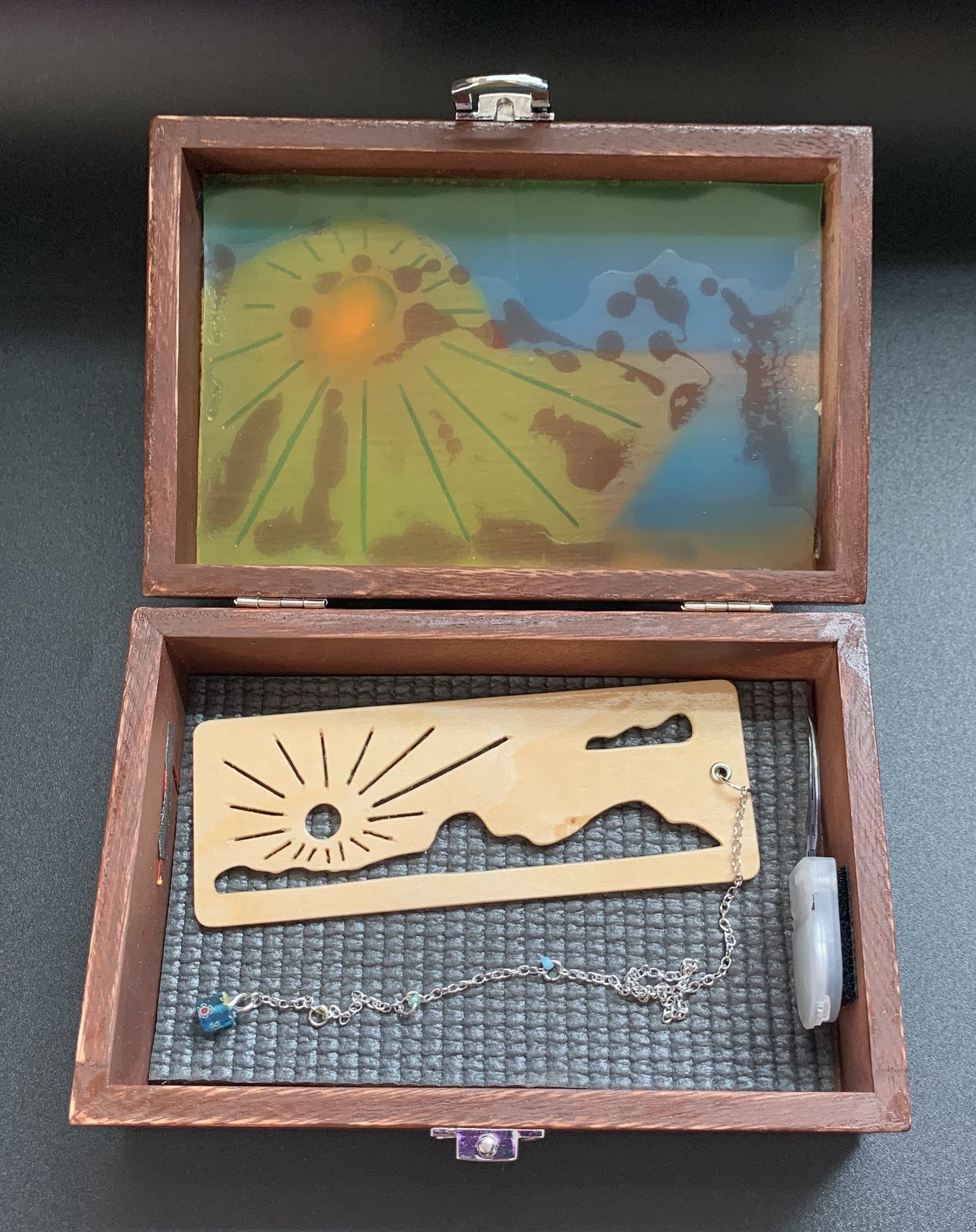 Mountain Sunrise Glow Light Wooden Box - Natural Basswood