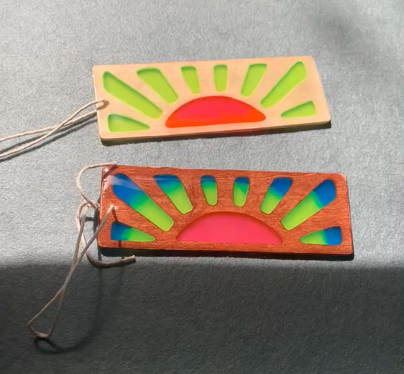 Sunrise Wood & Resin Bookmark - Natural Basswood