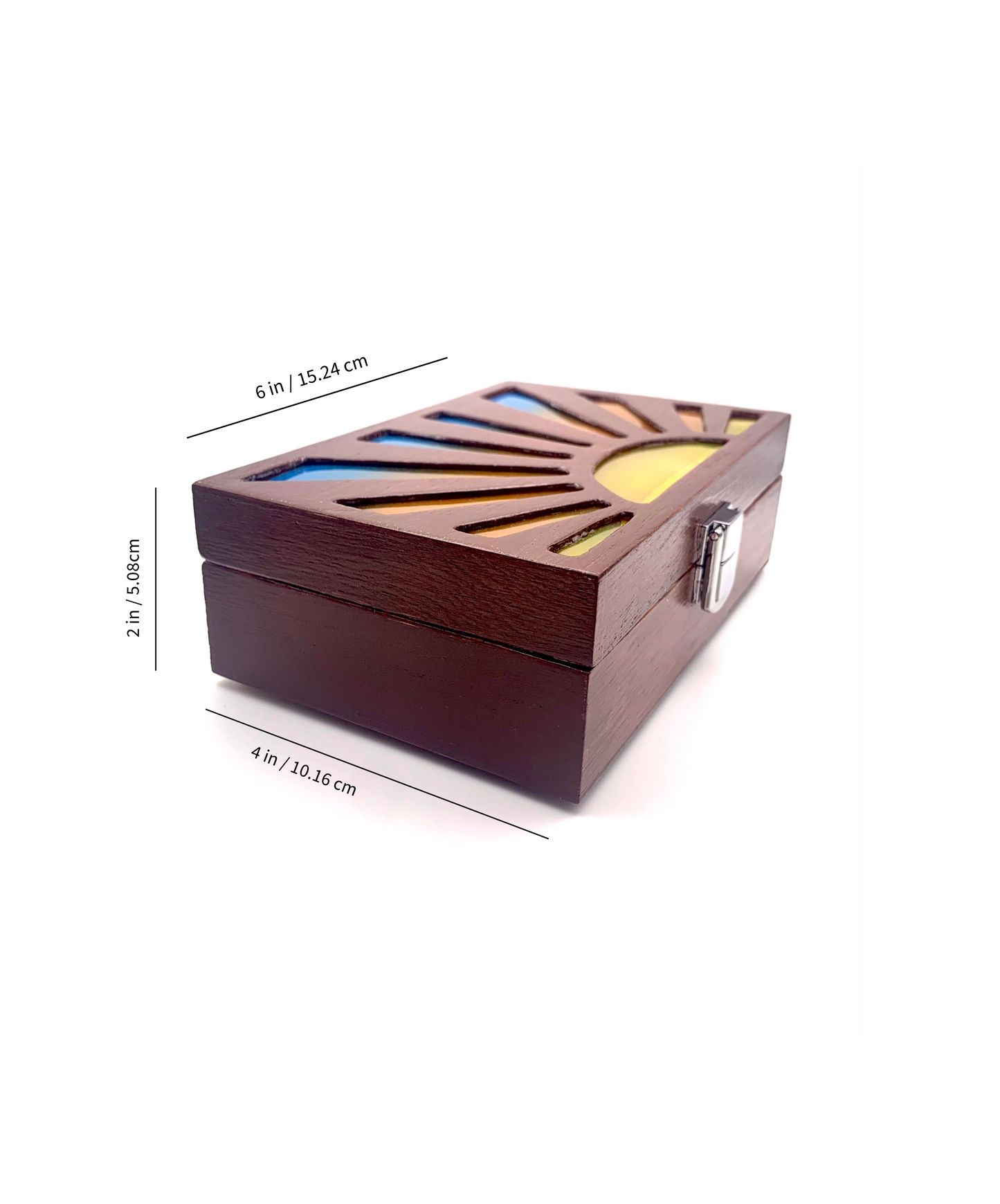 Sunrise Glow Light Wooden Box - Cognac