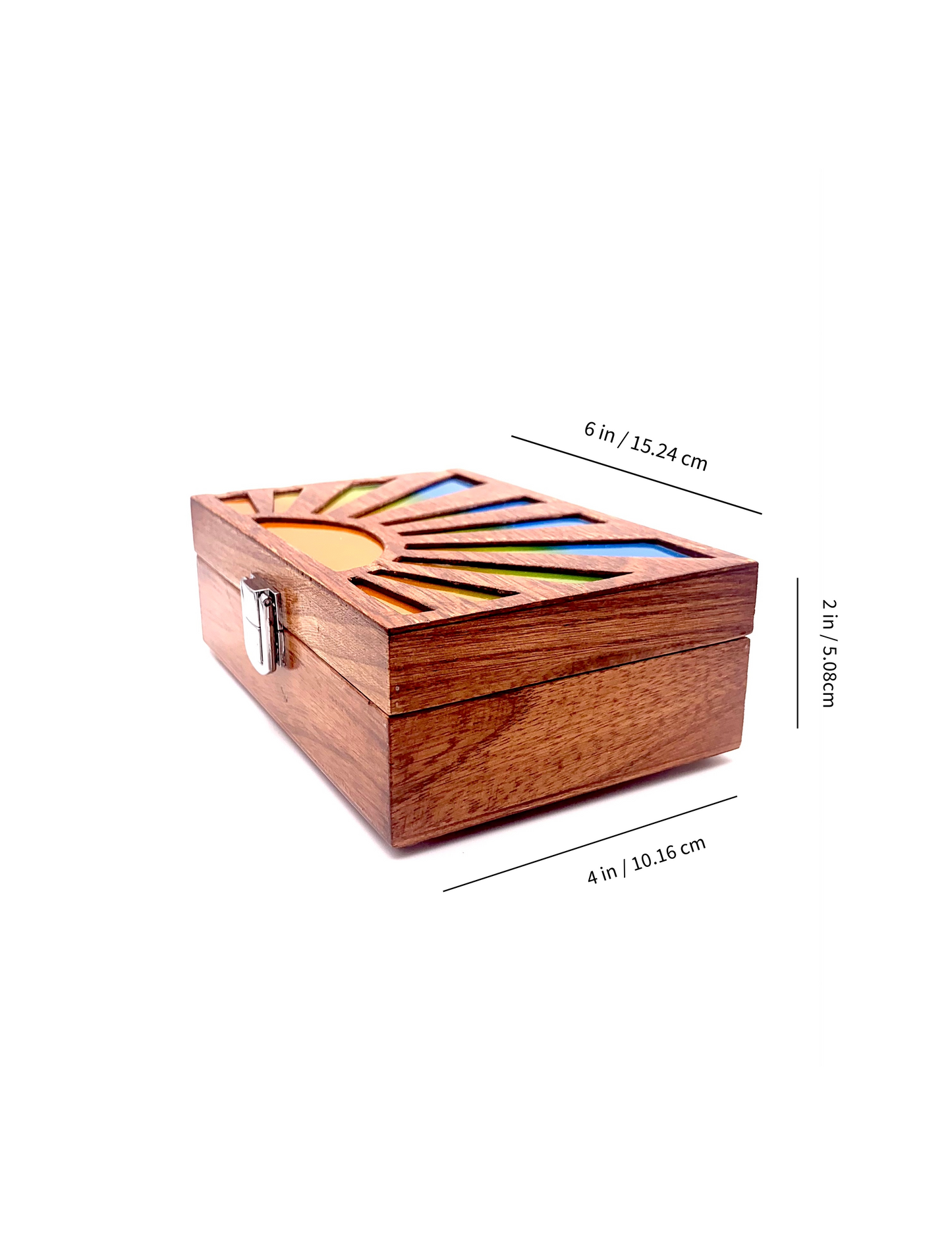 Sunrise Glow Light Wooden Box - Cognac