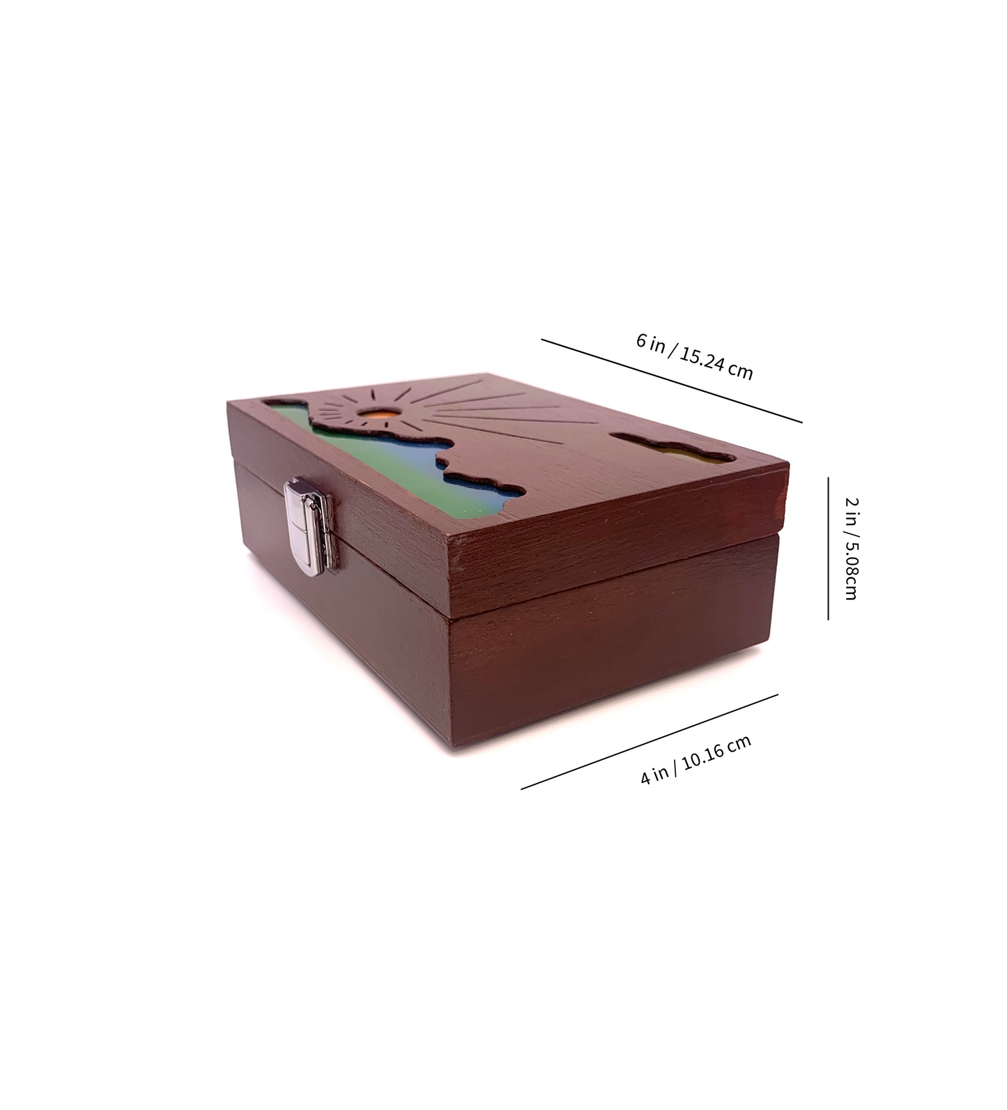 Mountain Sunrise Glow Light Wooden Box - Natural Basswood