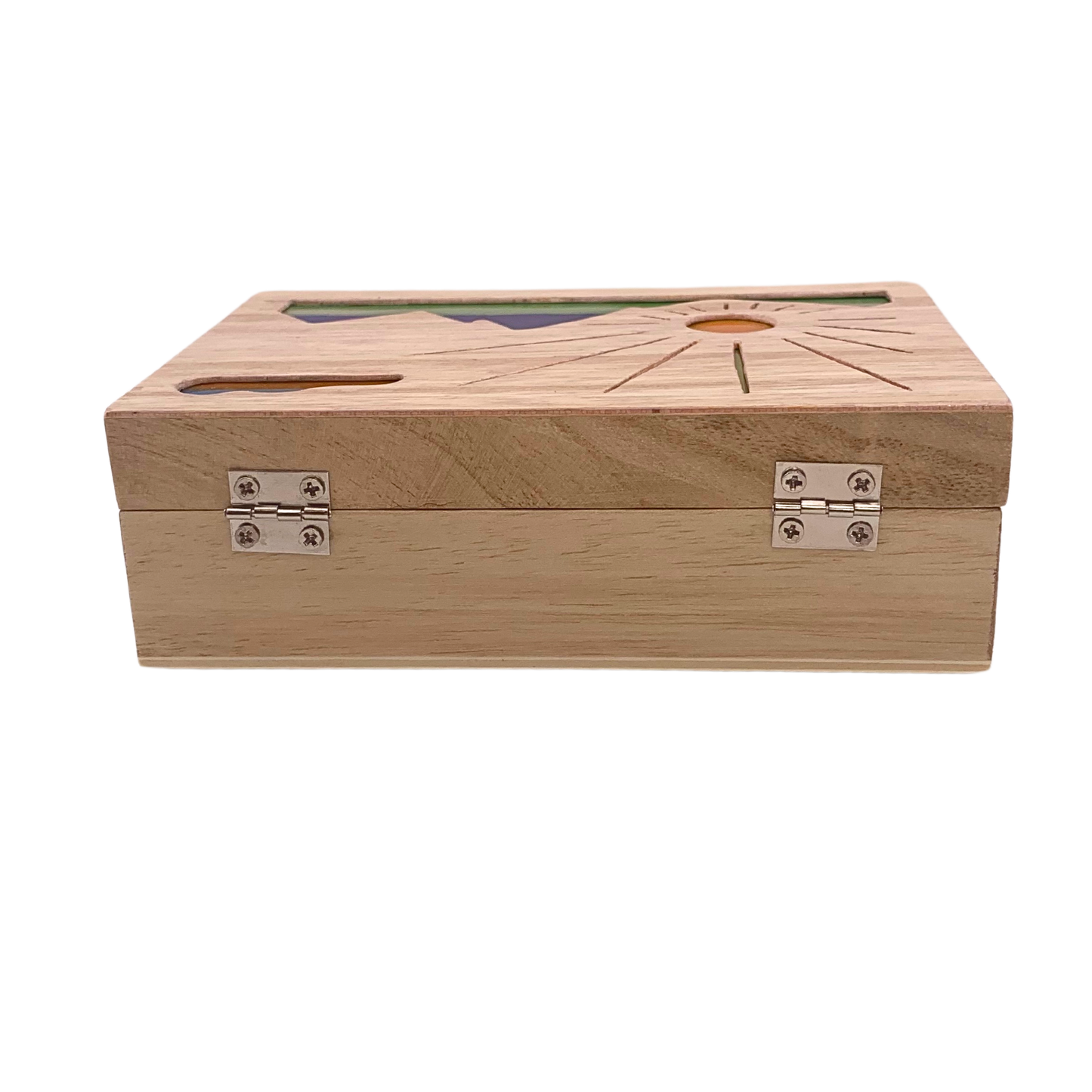 Mountain Sunrise Glow Light Wooden Box - Natural Basswood
