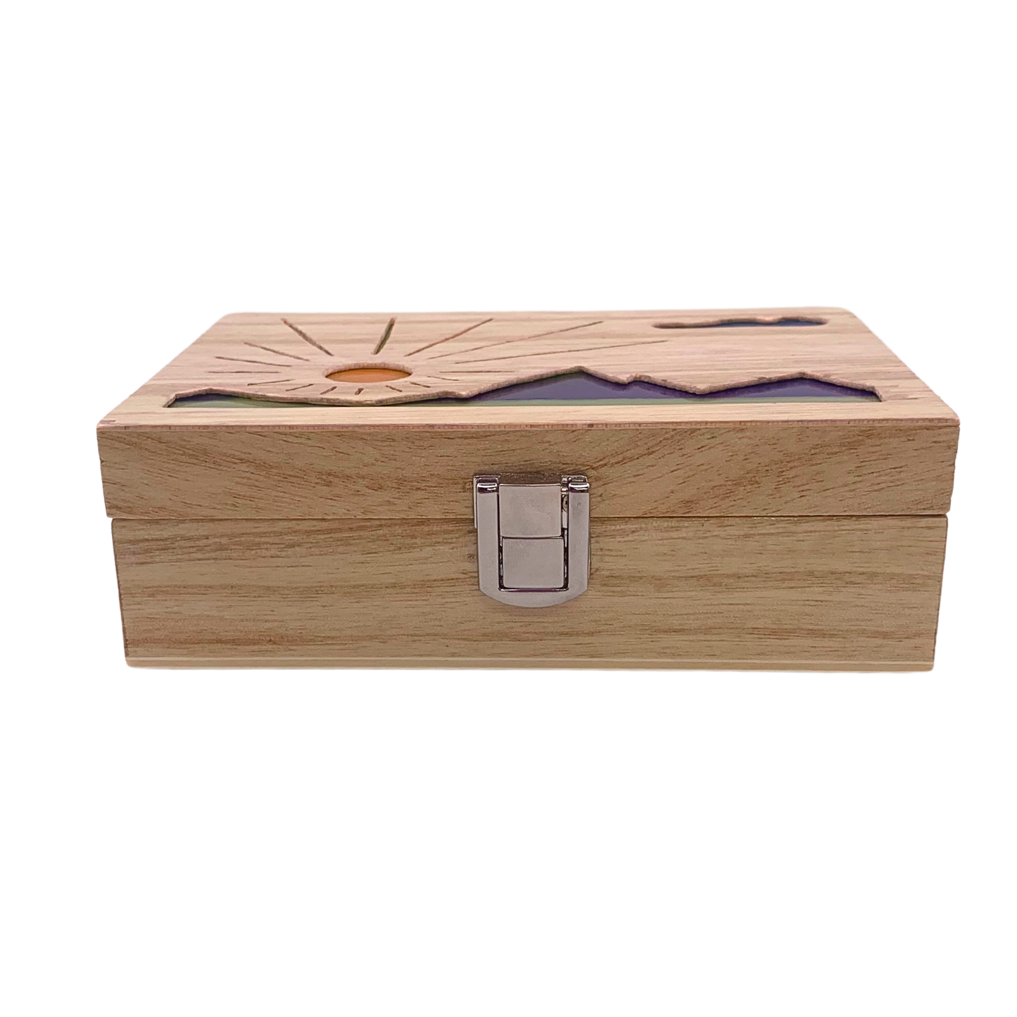 Mountain Sunrise Glow Light Wooden Box - Natural Basswood
