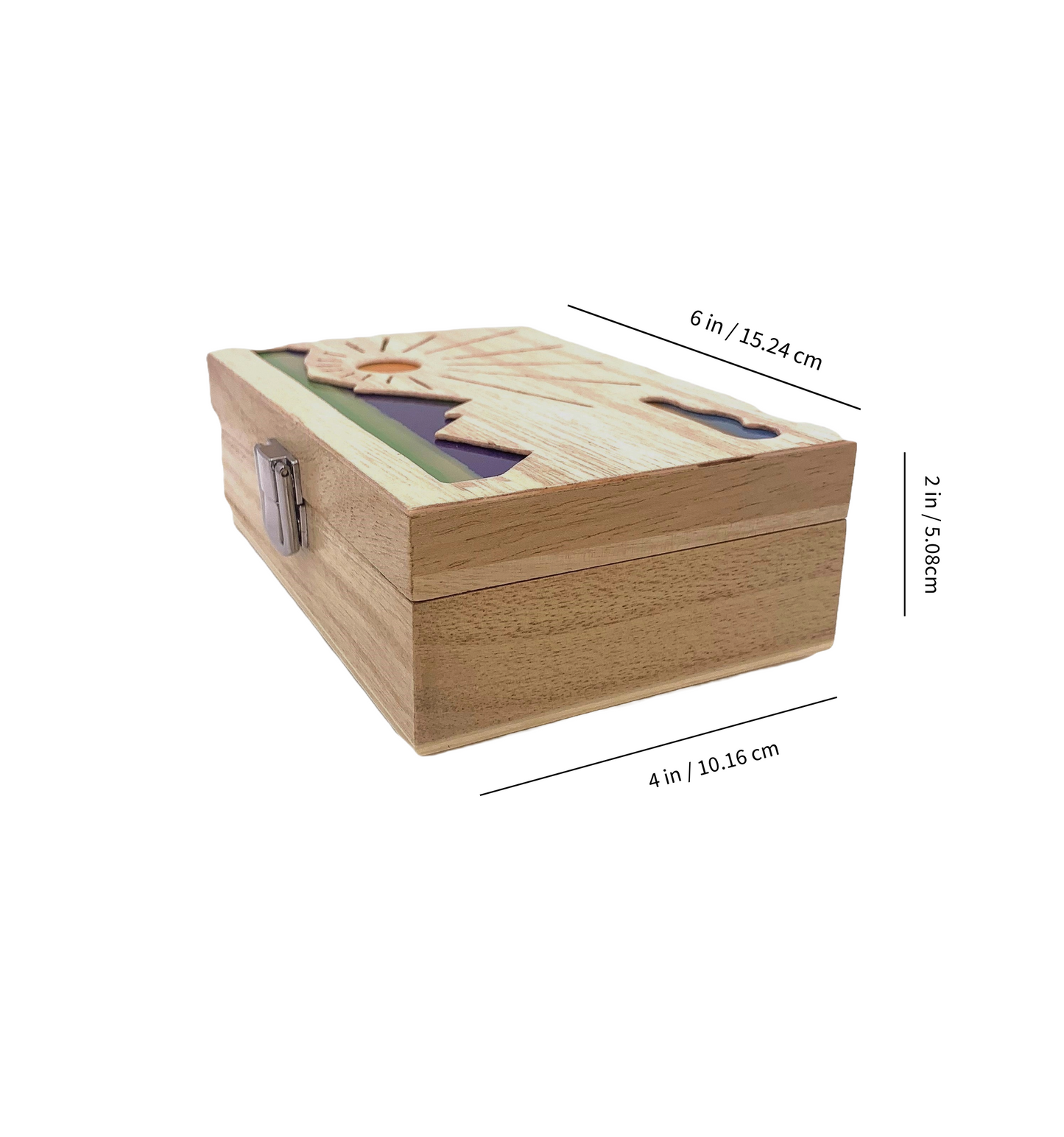 Mountain Sunrise Glow Light Wooden Box - Natural Basswood