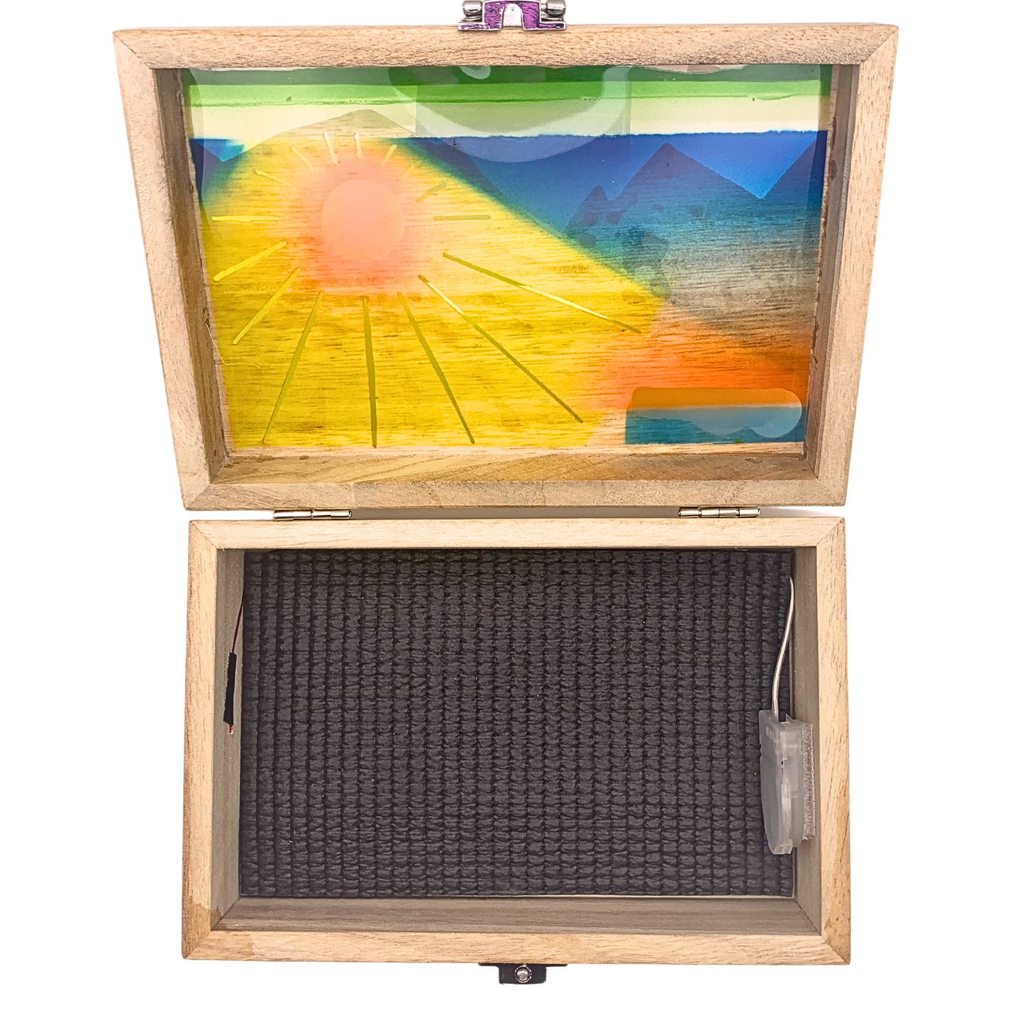 Mountain Sunrise Glow Light Wooden Box - Natural Basswood
