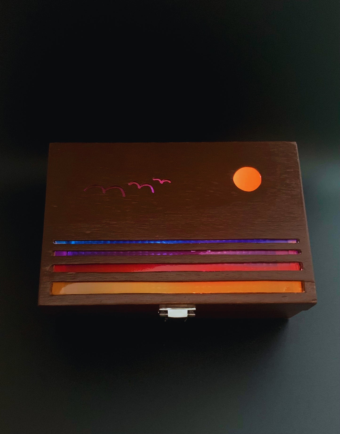 Ocean Sunset Glow Light Wooden Box