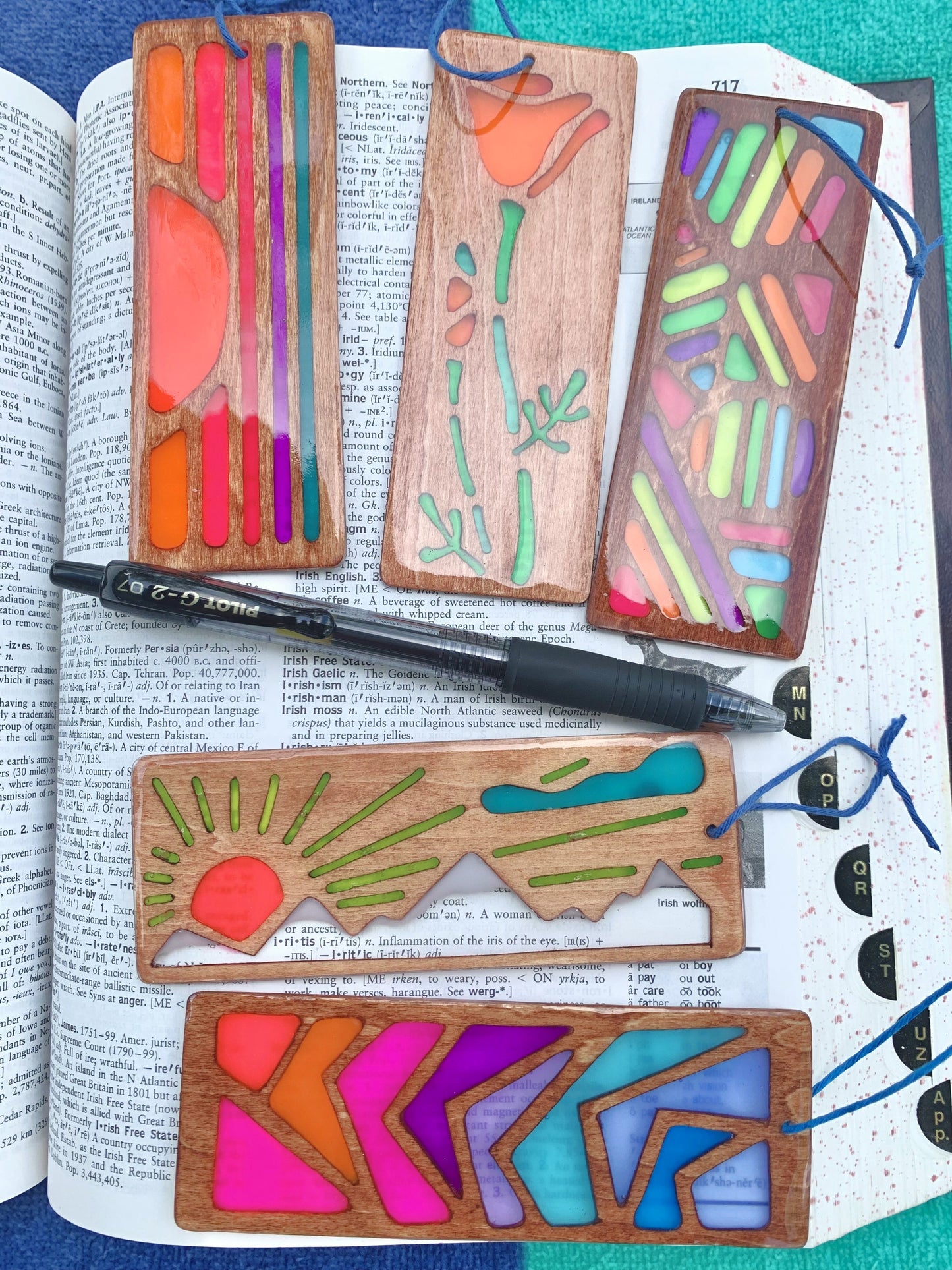 Blue Wave Wood & Resin Bookmark - Rosewood