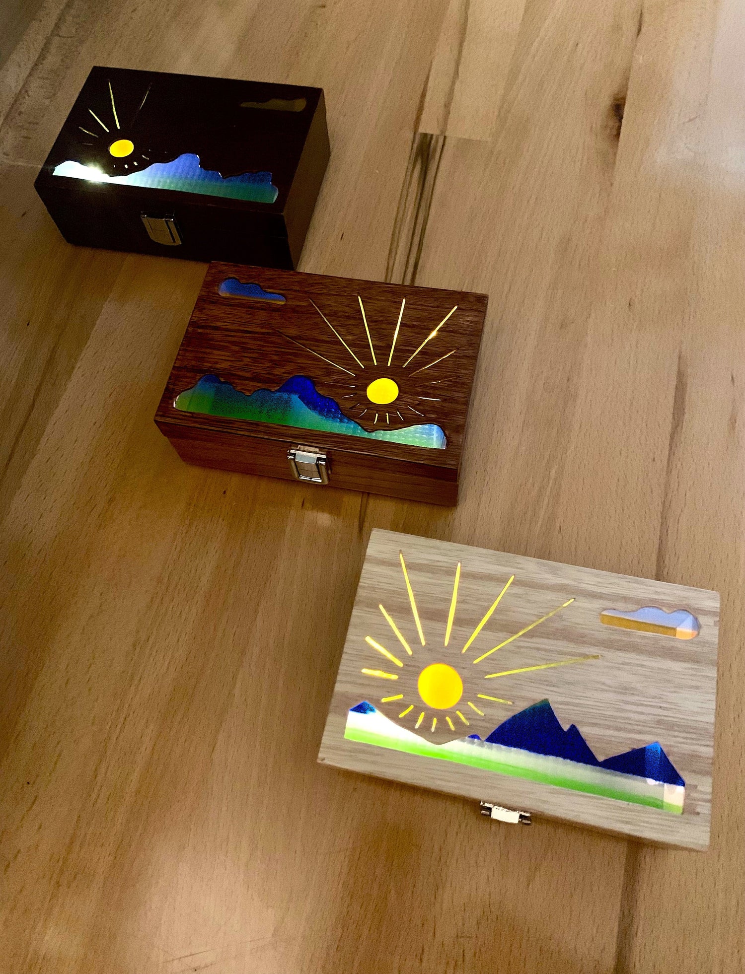 Mountain Sunrise Glow Light Box