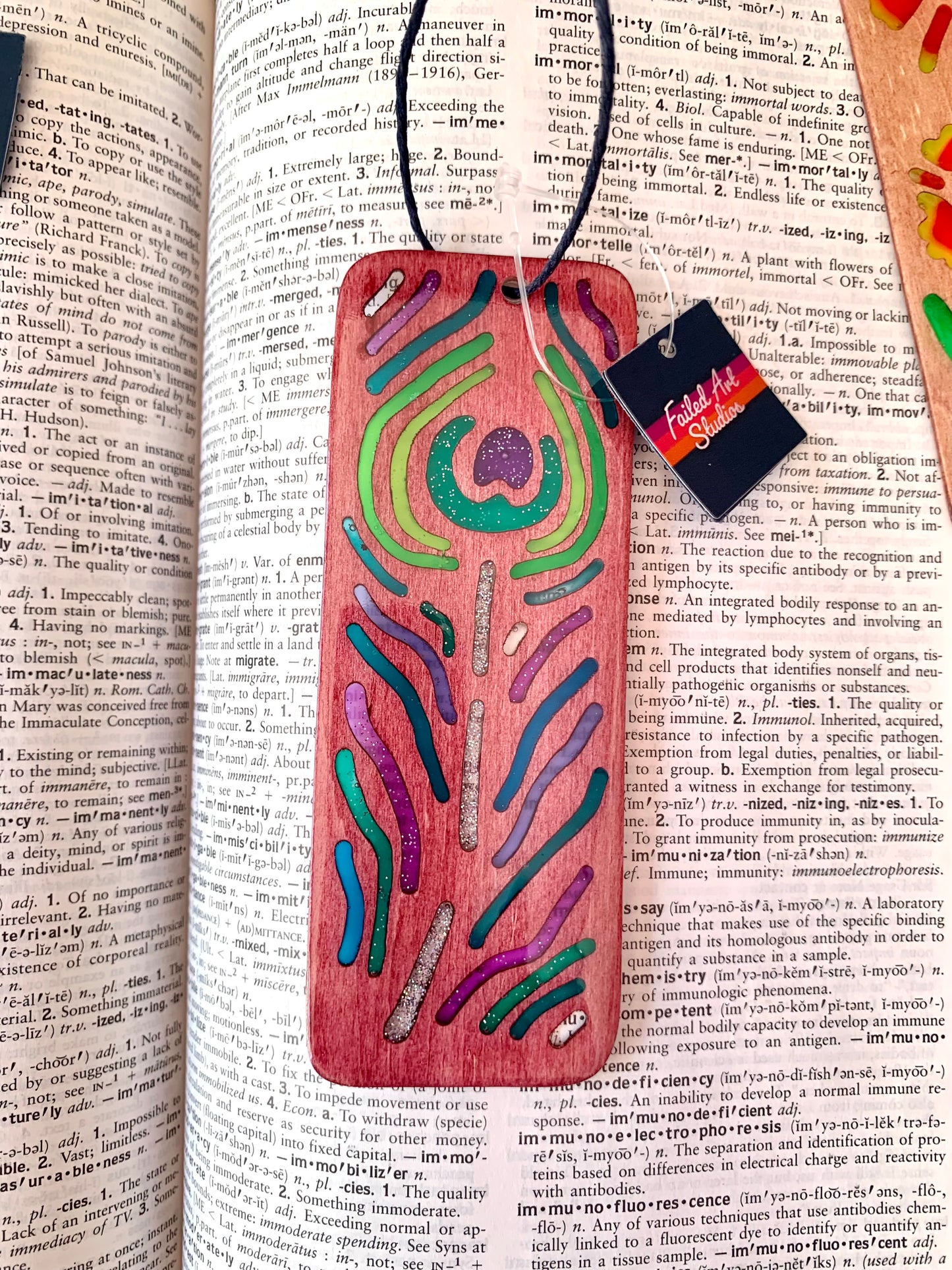 Peacock Feather Wood & Resin Bookmark - Rosewood