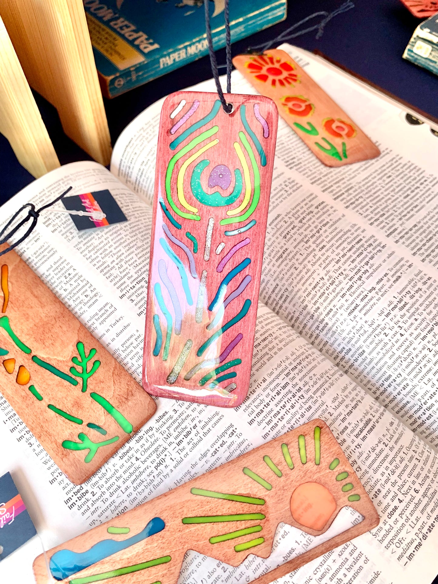 Peacock Feather Wood & Resin Bookmark - Rosewood